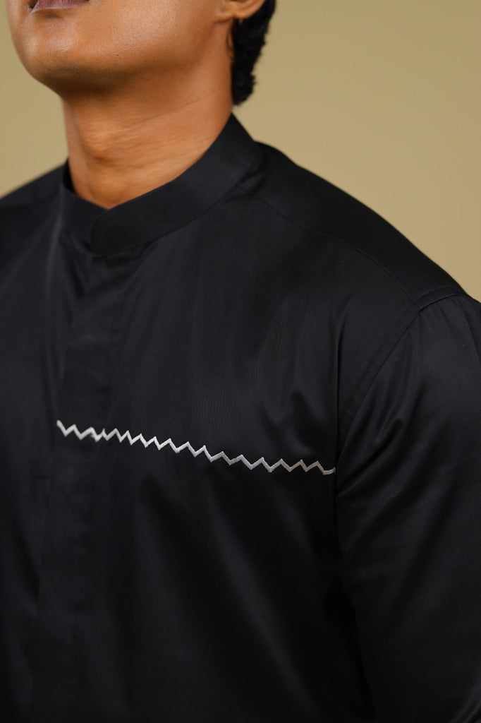 Men's Black Color Black Vague Full Sleeves Casual Shirt