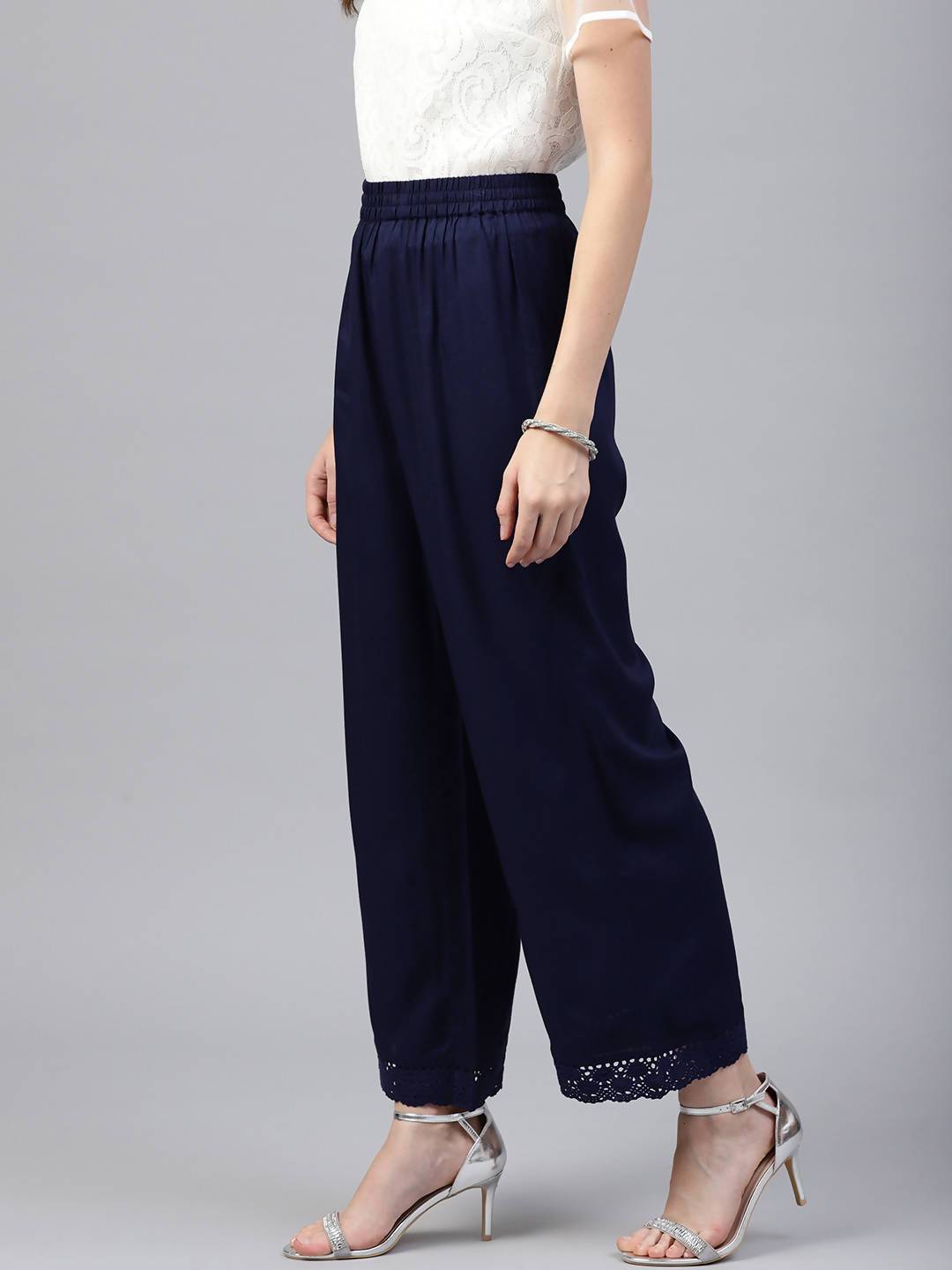 Women's Rayon Embellished Wide-Leg Palazzo