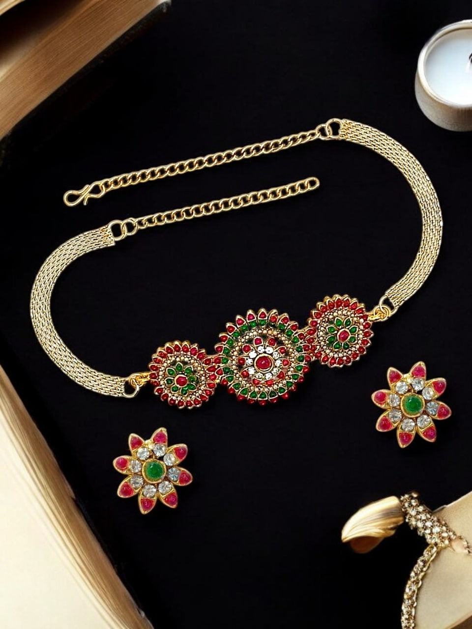 Women's Gold Alloy Jewellery Set - 9Blings