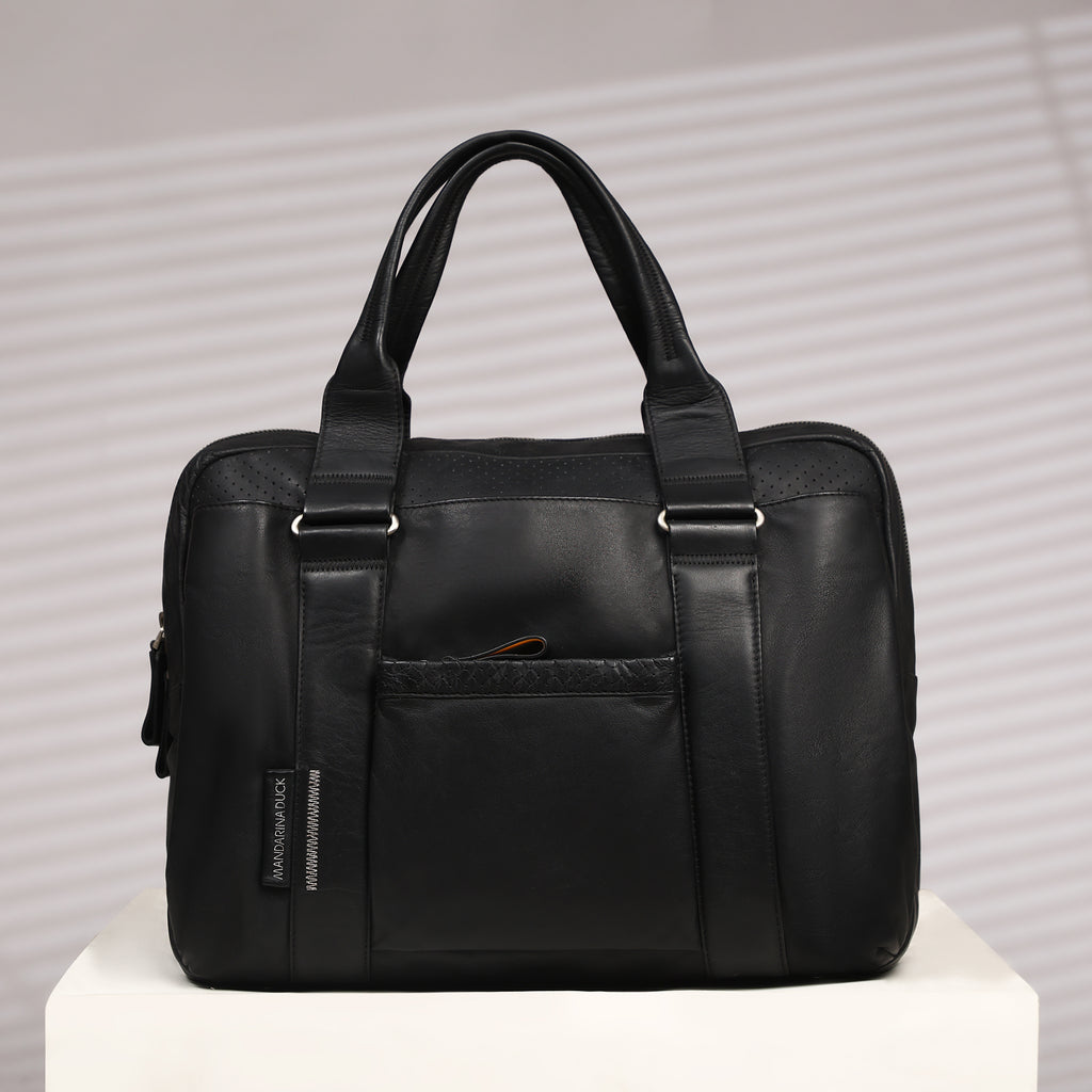 Grace Collection Limited Edition Genuine Leather Black Laptop Bag