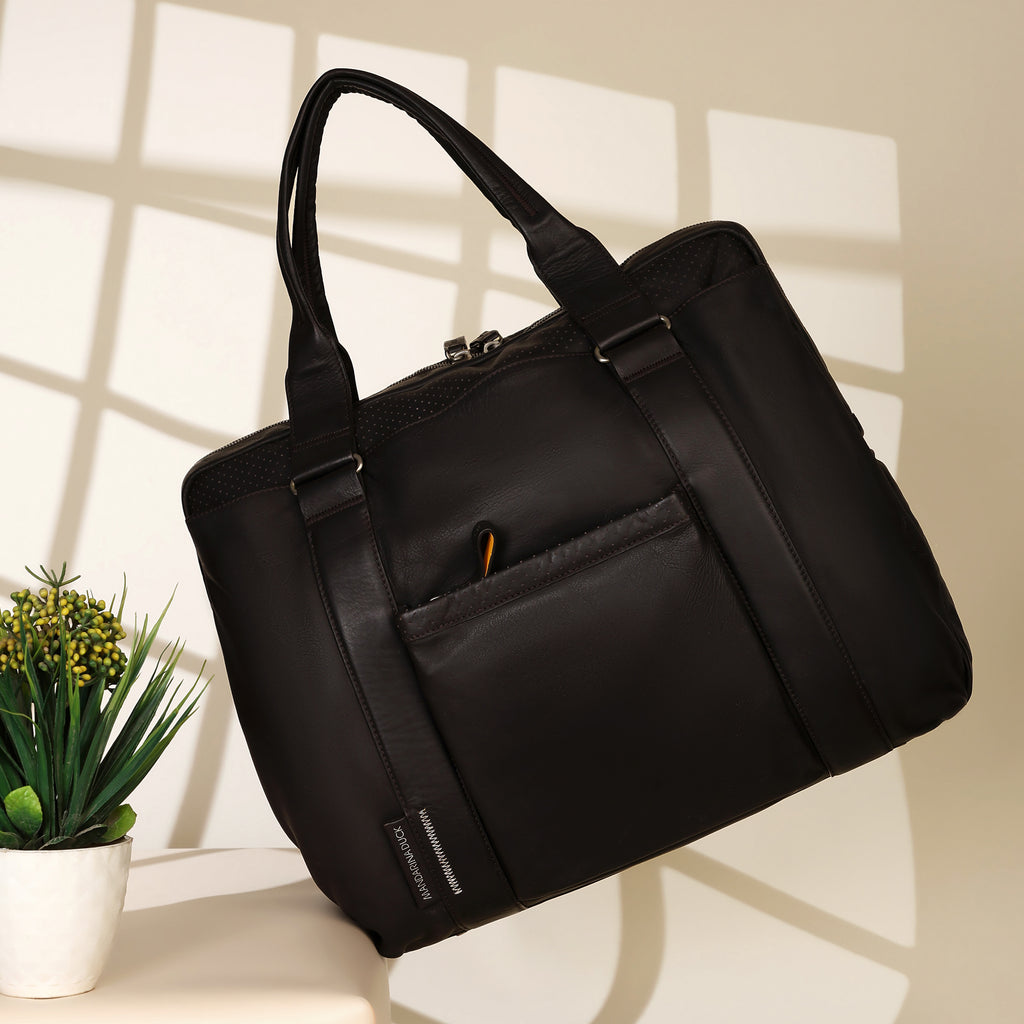 Grace Collection Limited Edition Genuine Leather Brown Laptop Bag