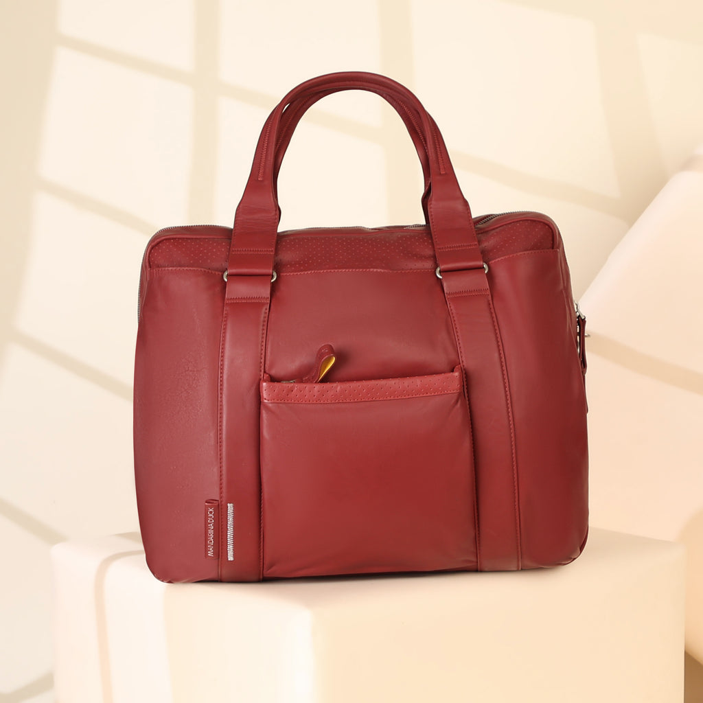 Grace Collection Limited Edition Genuine Leather Red Laptop Bag