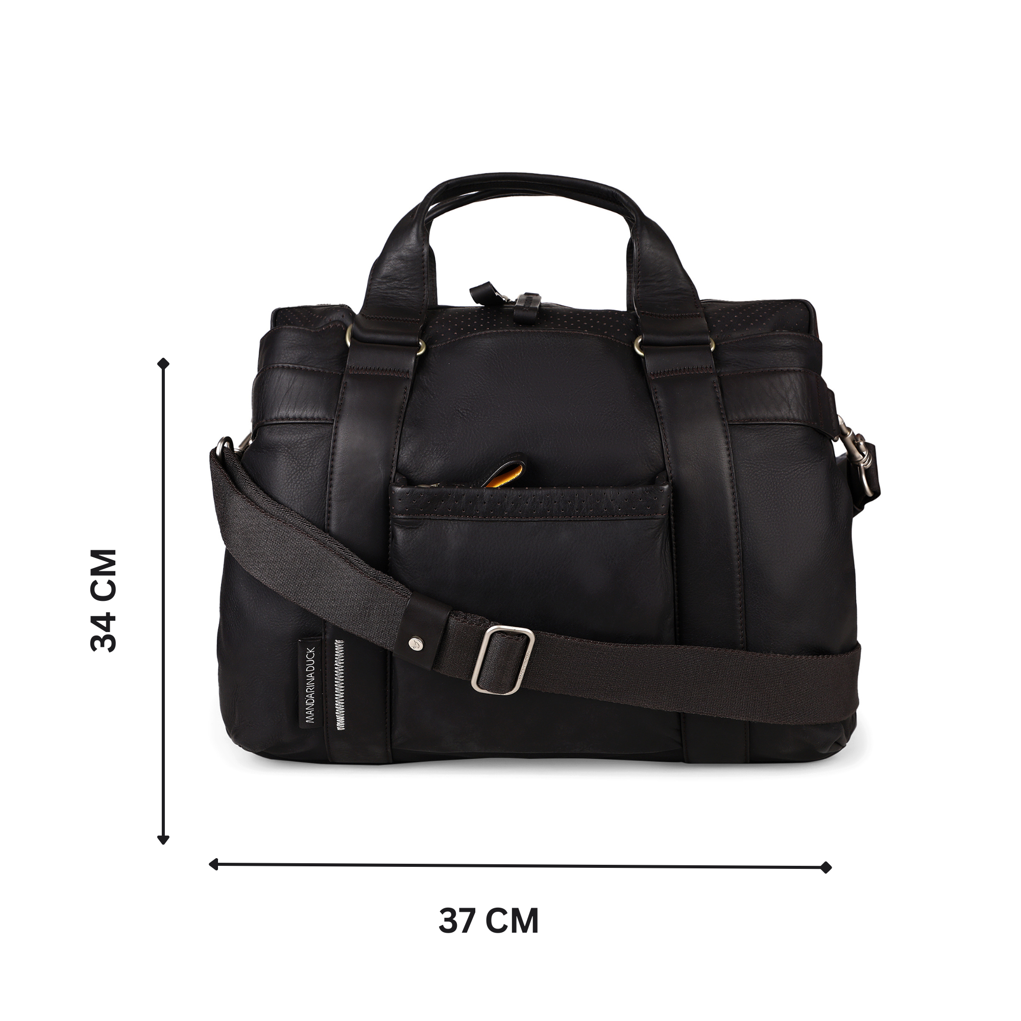 Grace Collection Limited Edition Genuine Leather Brown Laptop Bag With Strap - Mandarina Duck
