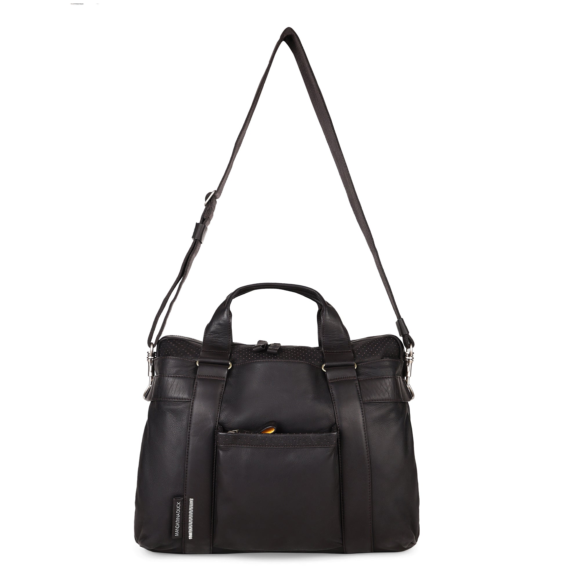 Grace Collection Limited Edition Genuine Leather Brown Laptop Bag With Strap - Mandarina Duck