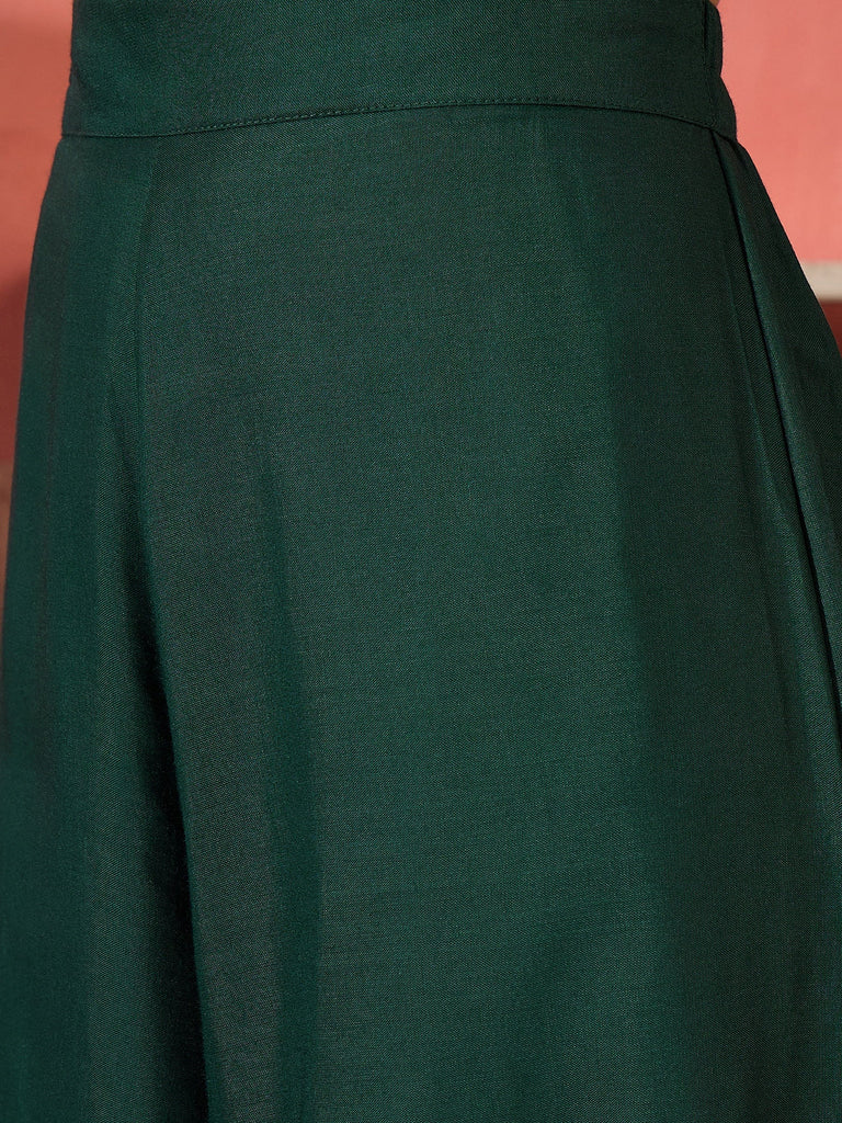 Women's Green Strappy Kurta Set Green Patola Dupatta