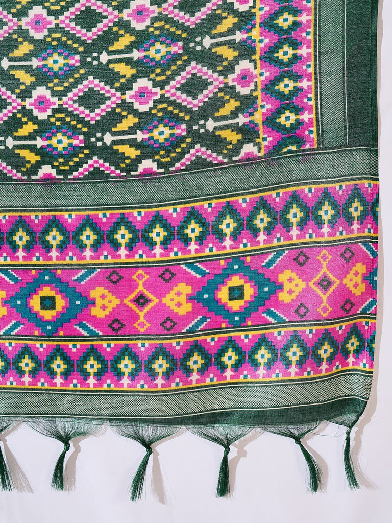 Women's Green Strappy Kurta Set Green Patola Dupatta