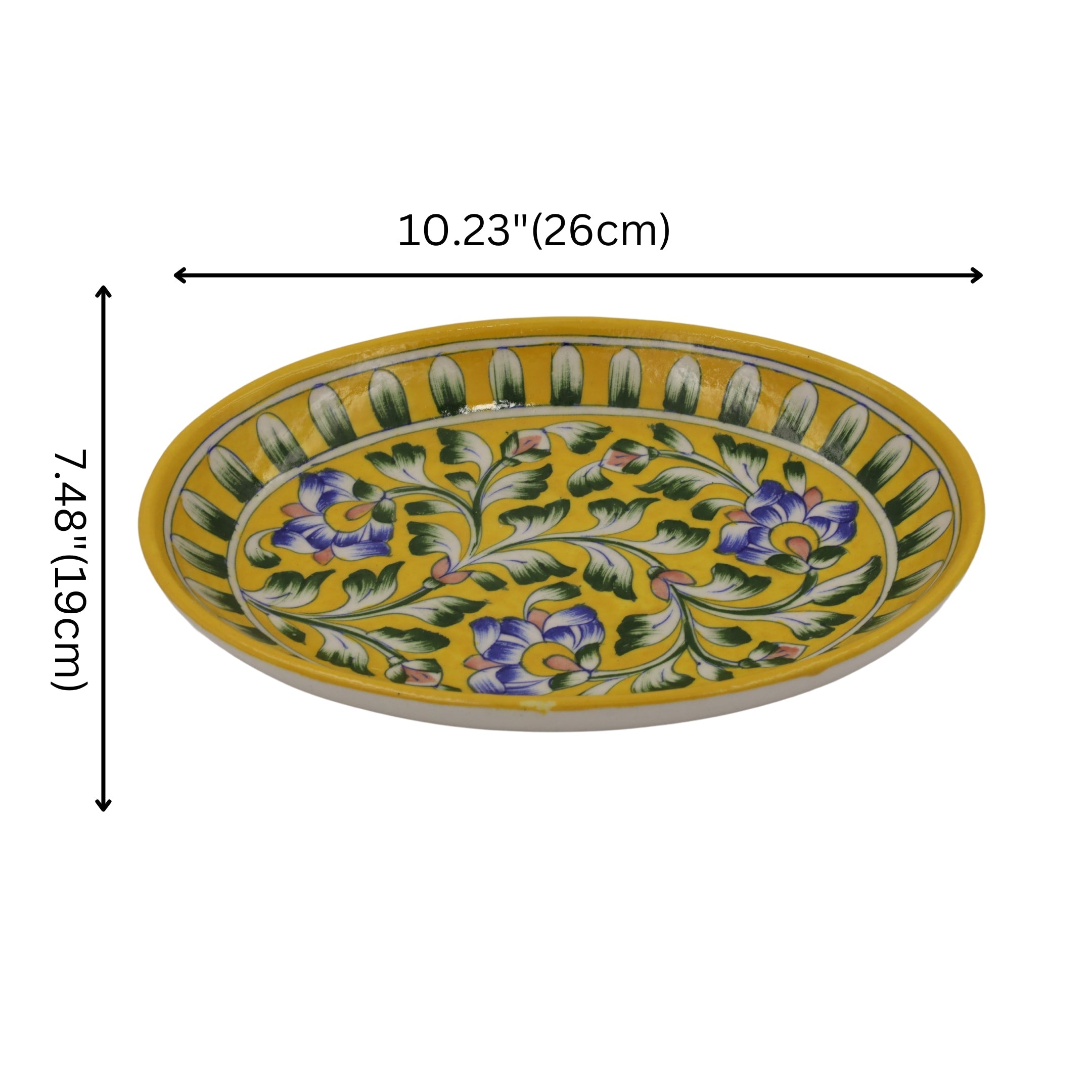 Blue Pottery Oval Plate - Yellow - Natriel