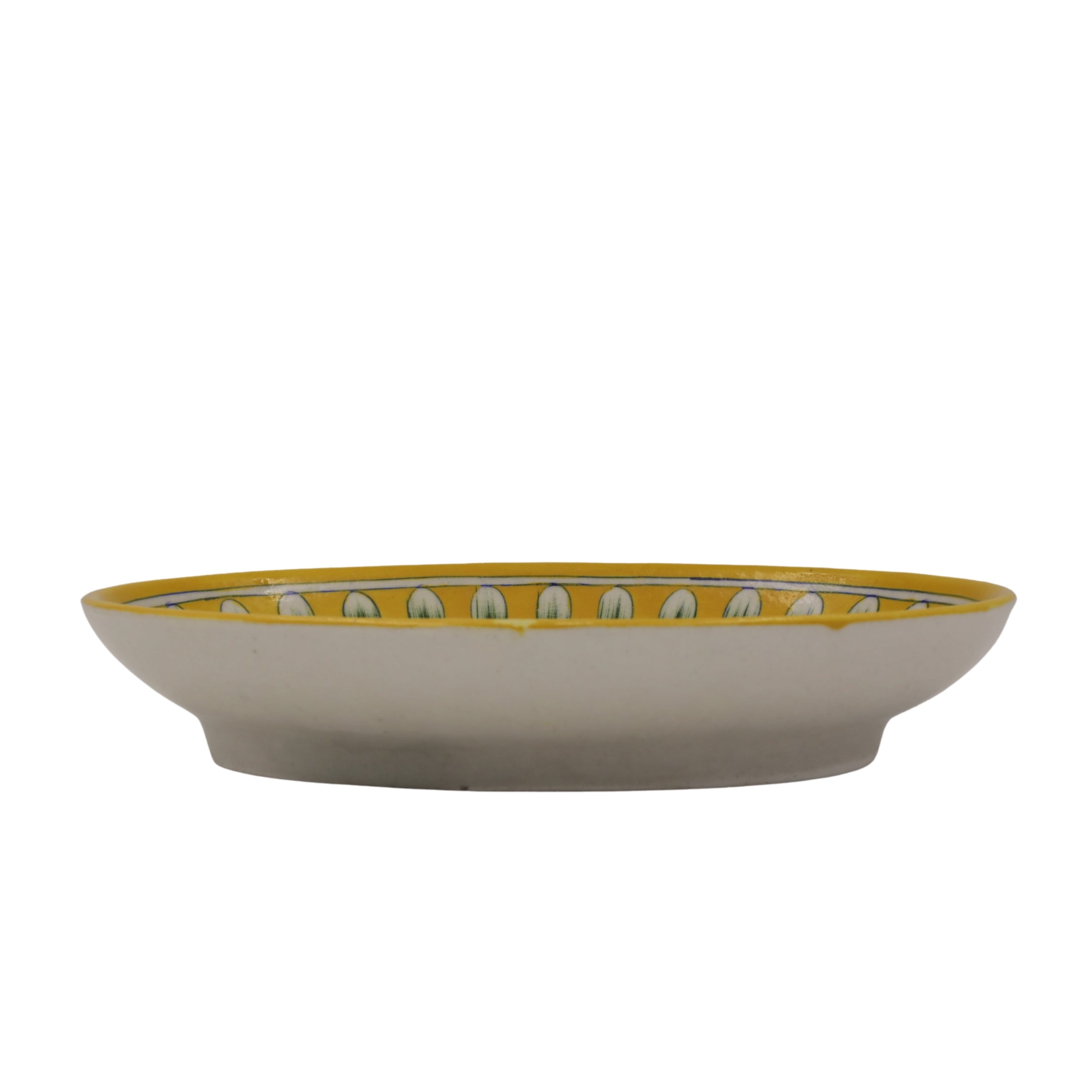 Blue Pottery Oval Plate - Yellow - Natriel