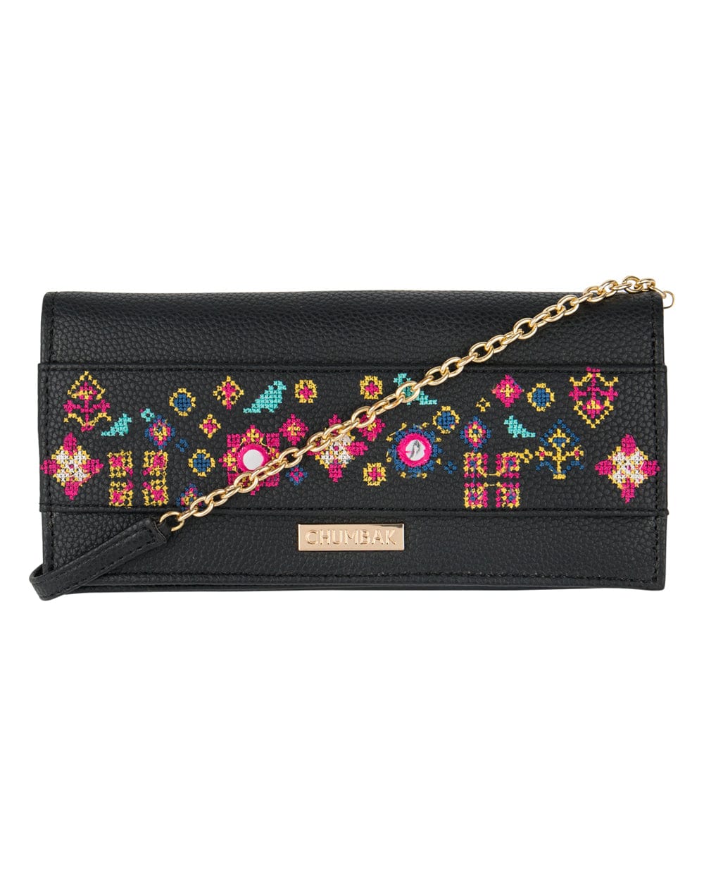Floral Cross Stitch Sling Wallet - Chumbak