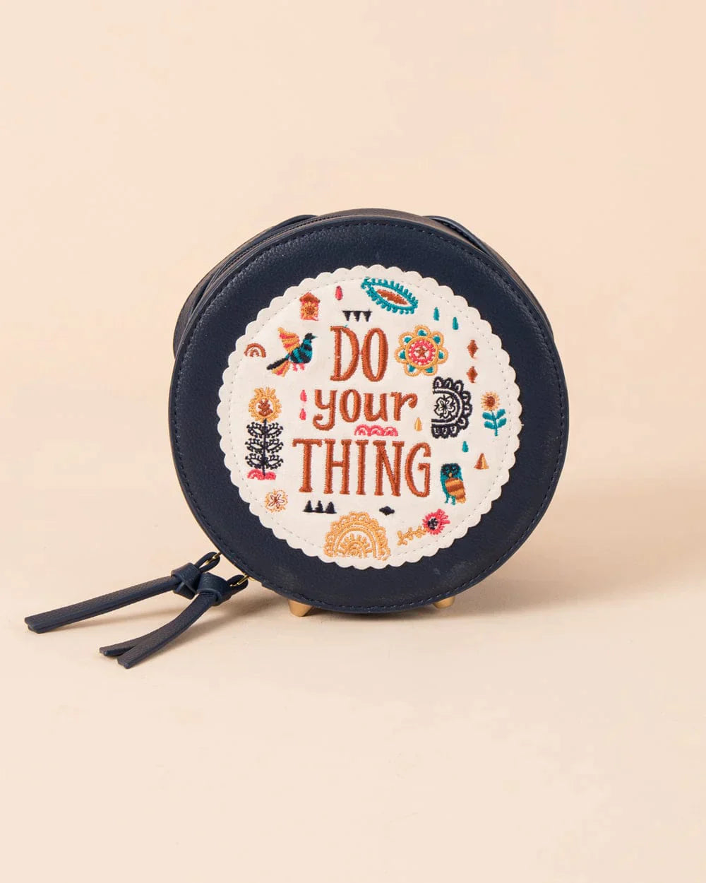 Your Own Thing Embroidered Sling Bag - Navy Blue - Chumbak