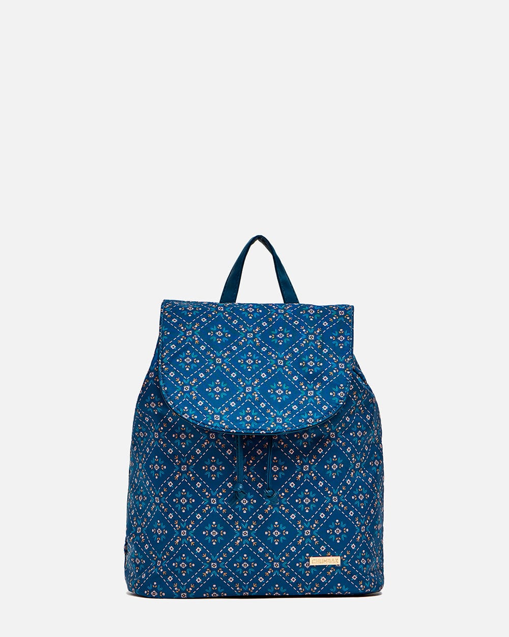 Geometric Flora Backpack Navy Blue - Chumbak