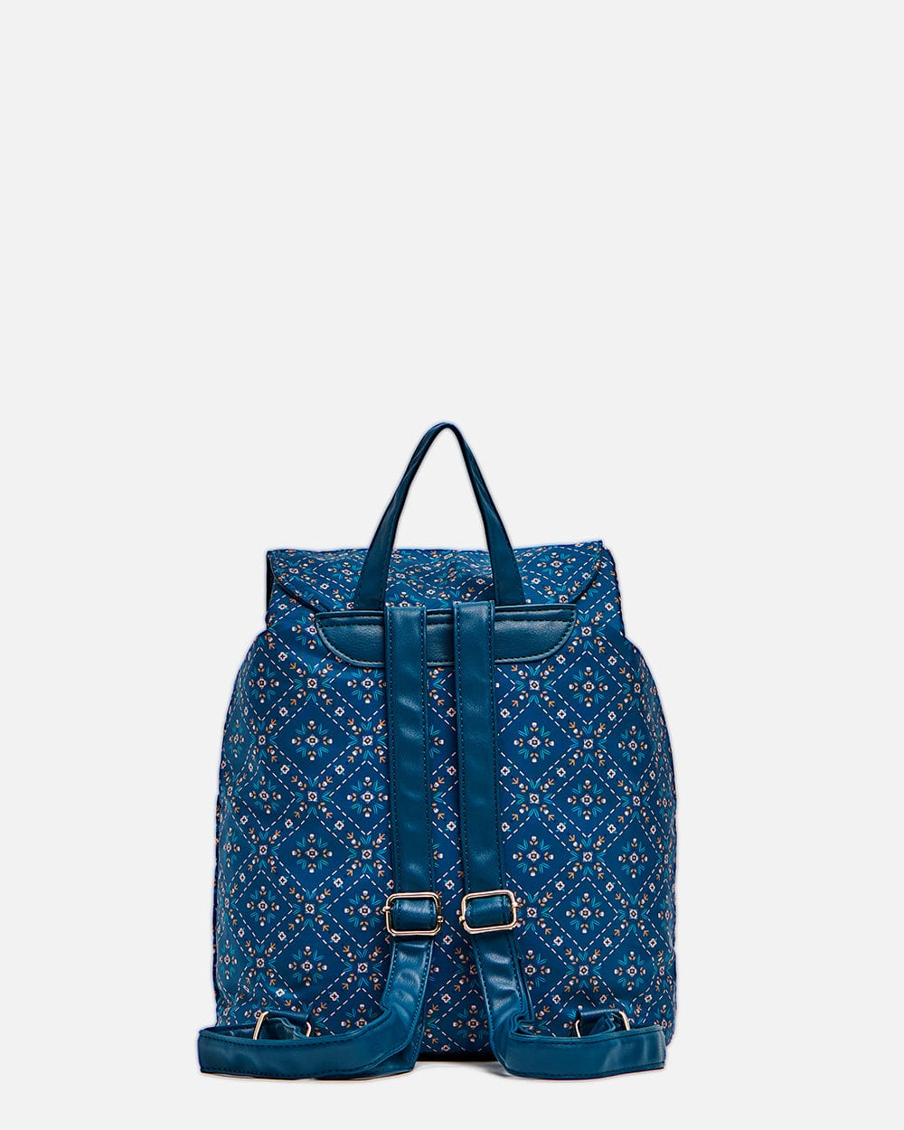Geometric Flora Backpack Navy Blue - Chumbak