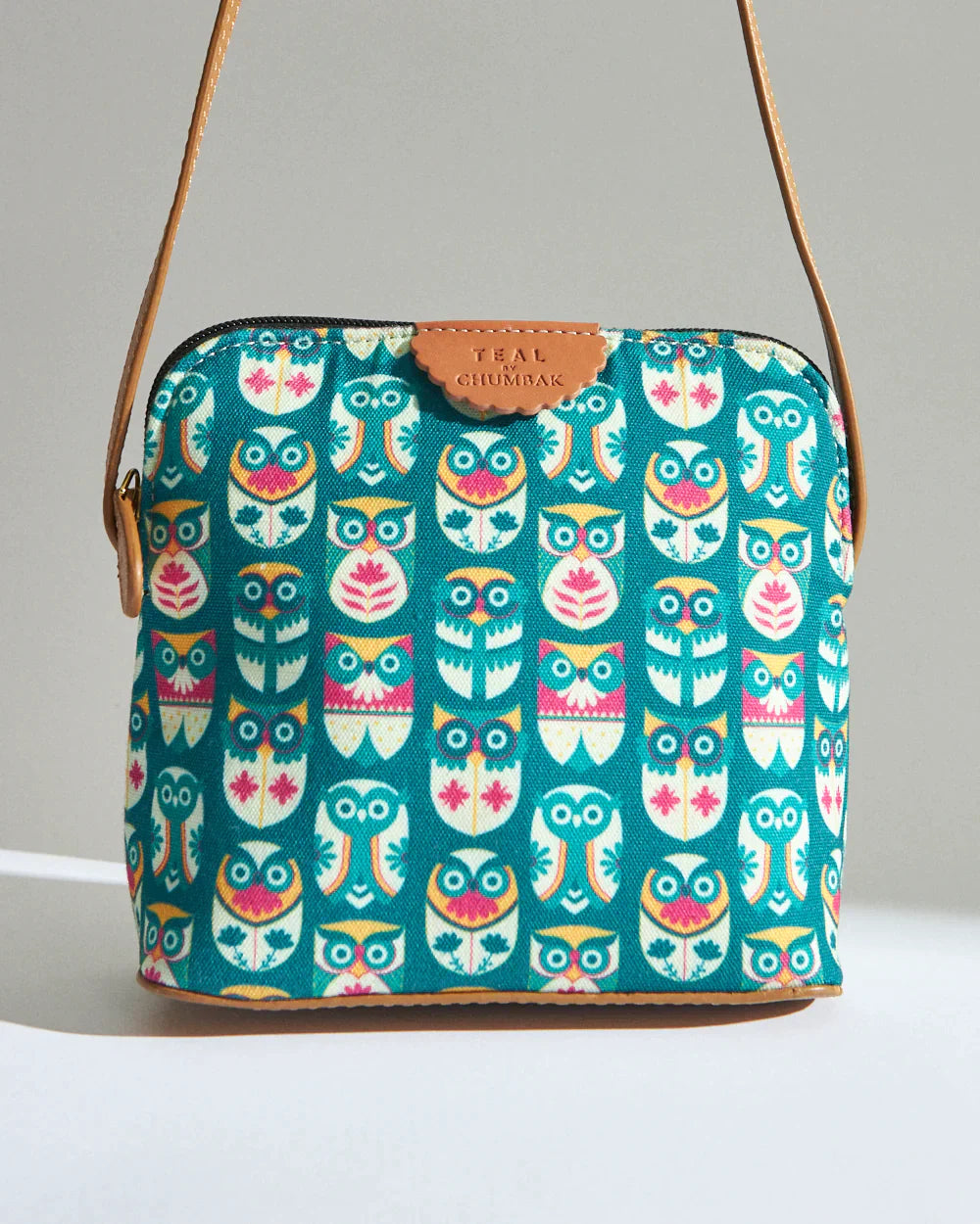 chumbak Multicolor Sling Bag Flower Owl Teal Canvas Sling Bag Teal - Price  in India
