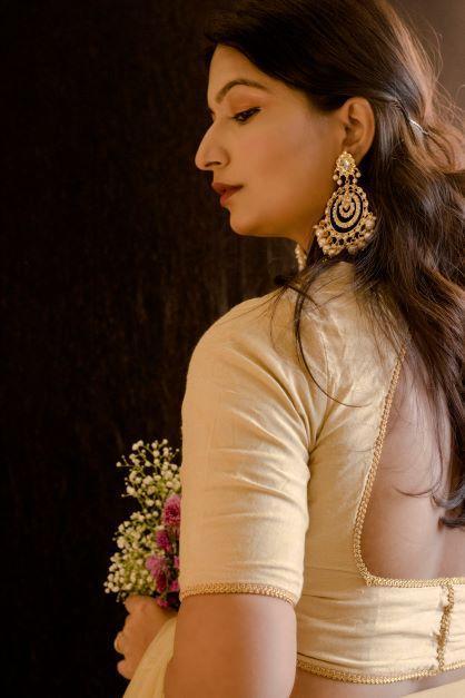 Women's Gold Plated White Ethnic Multi Layer Kundan Pearl Studded Long Necklace Set