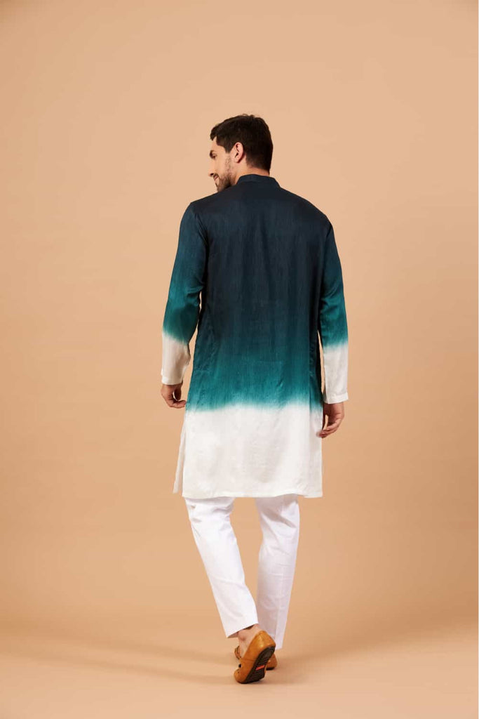 Men's Green Color Leonine Kurta - Lion Embroidery Silk