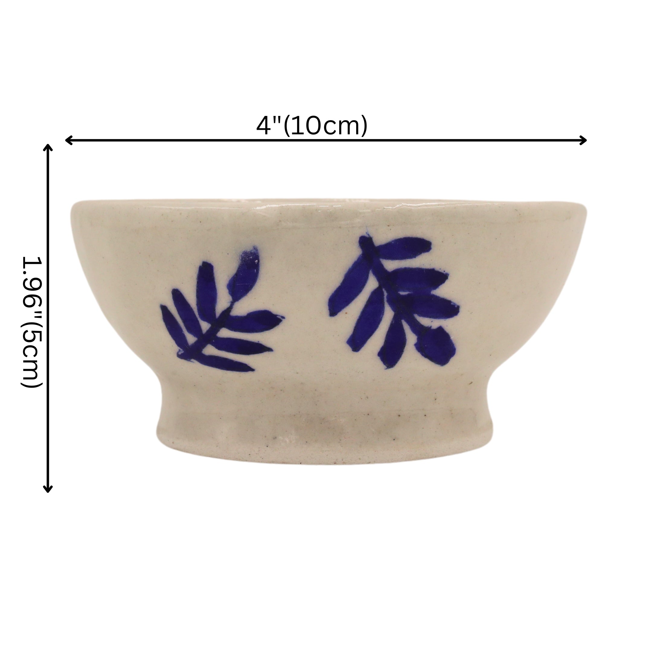 Blue Pottery Round Bowl - White - Natriel