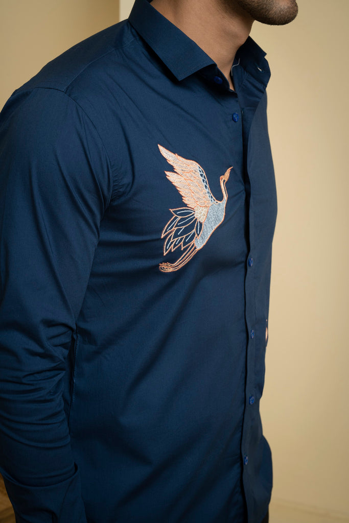 Men's Blue Color Cran Full Sleeves Shirt