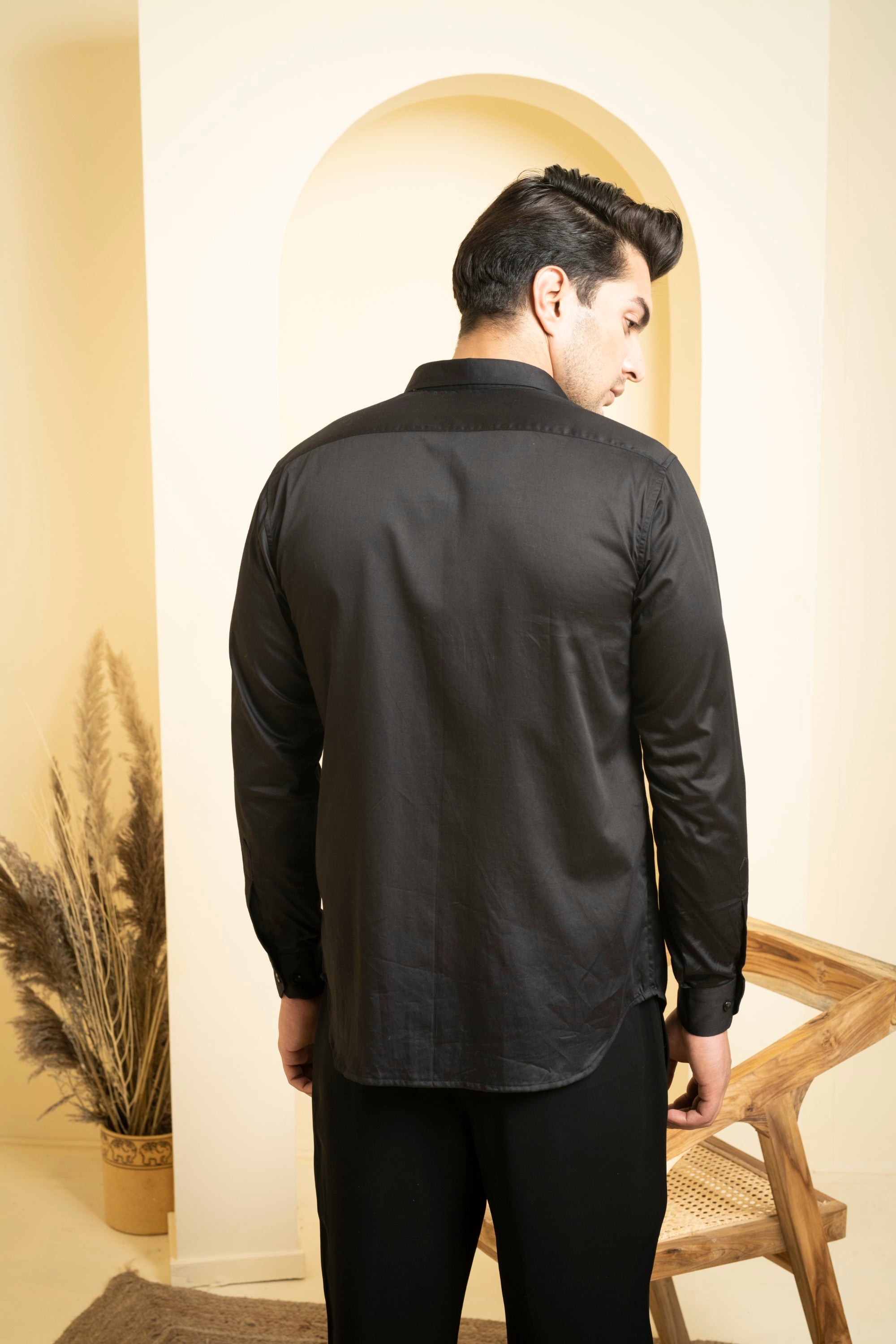 Men's Black Color Awel Full Sleeves Shirt - Hilo Design