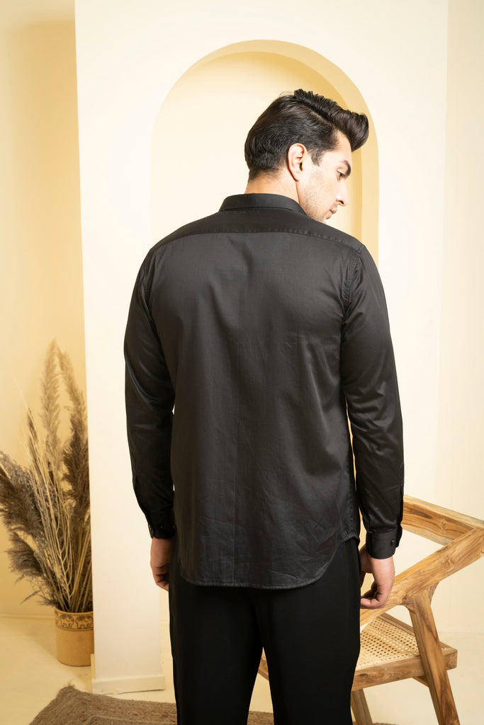 Men's Black Color Awel Full Sleeves Shirt