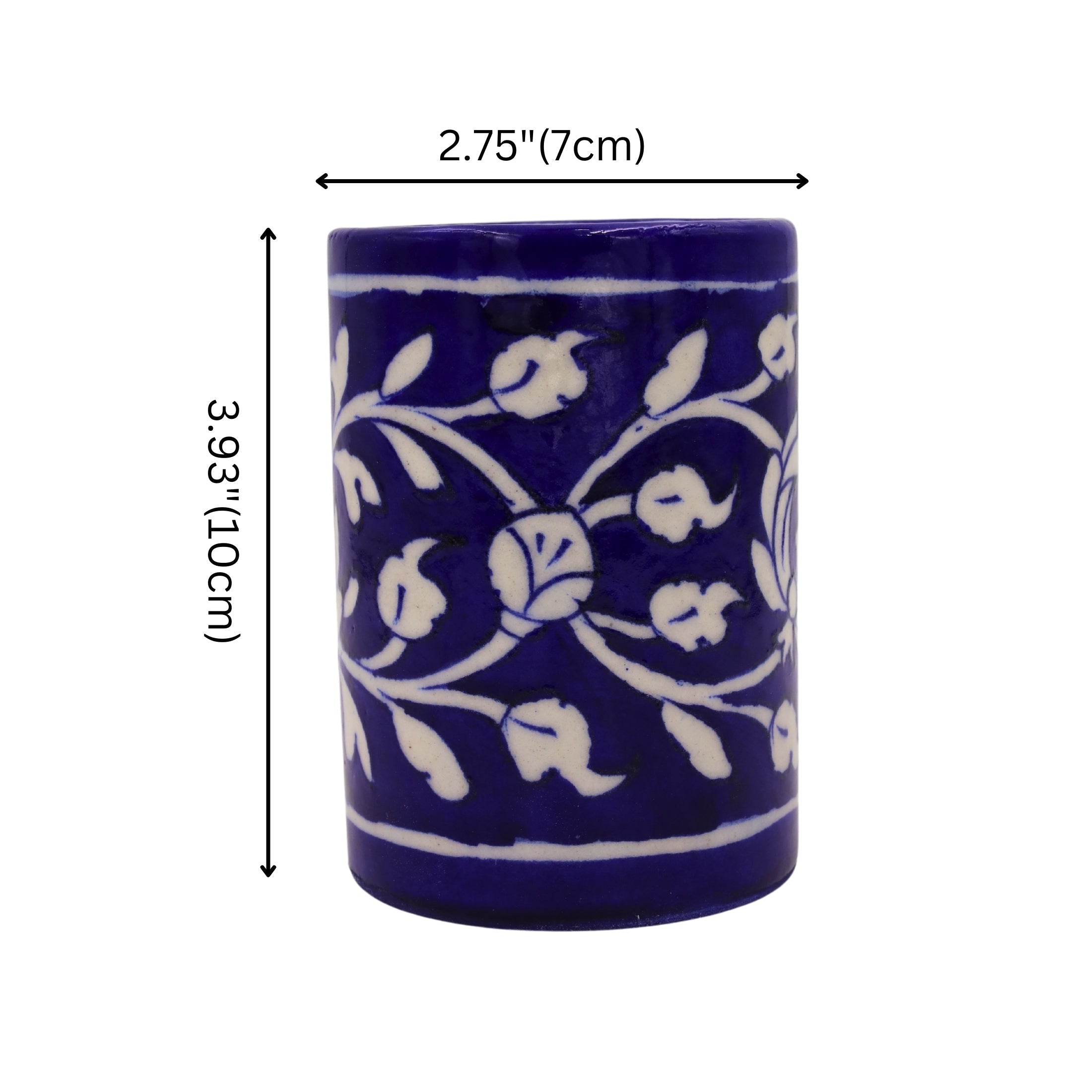 Blue Pottery Pen Holder - Blue - Natriel