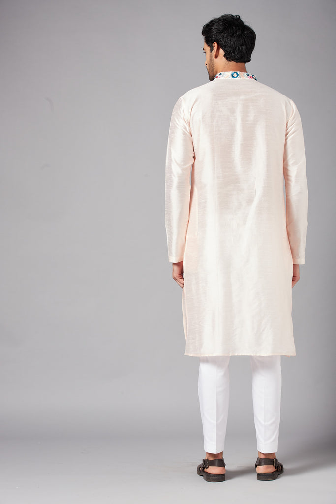 Men's Cream Color Gajanan Basik Kurta Cotton