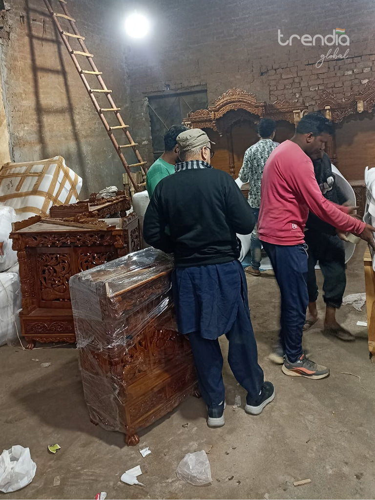 Solid Teak Wood Hand-Carved Temple