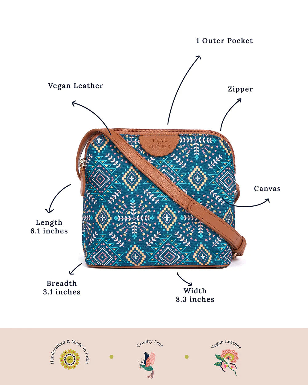 Teal By Mexico Aztec Sling Bag - Chumbak