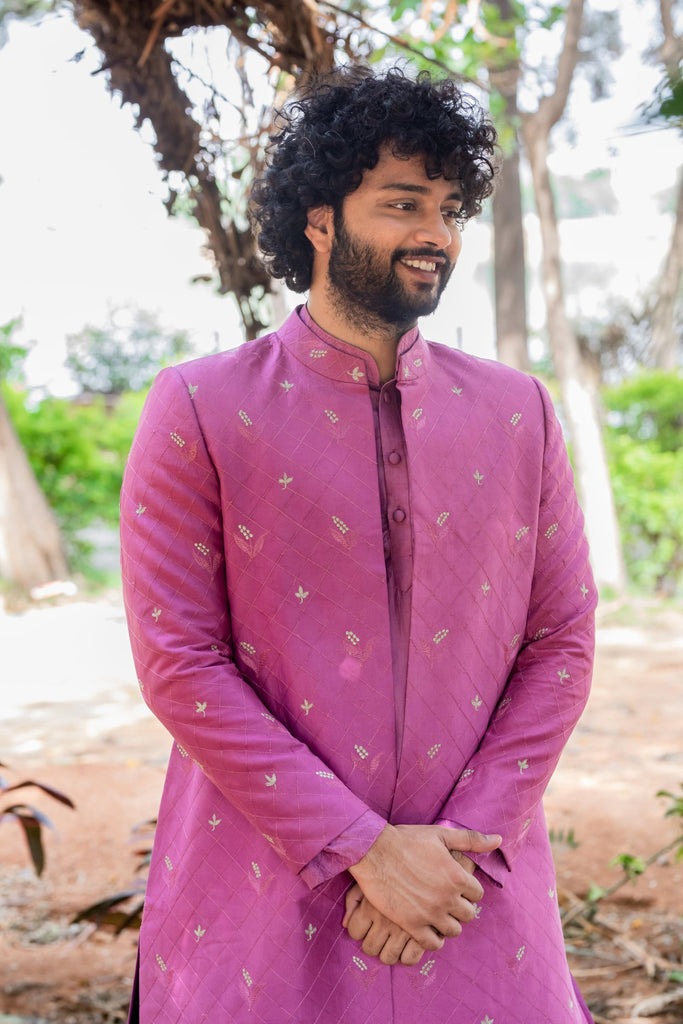 Men's Purple Color Indo-Western Suit Set