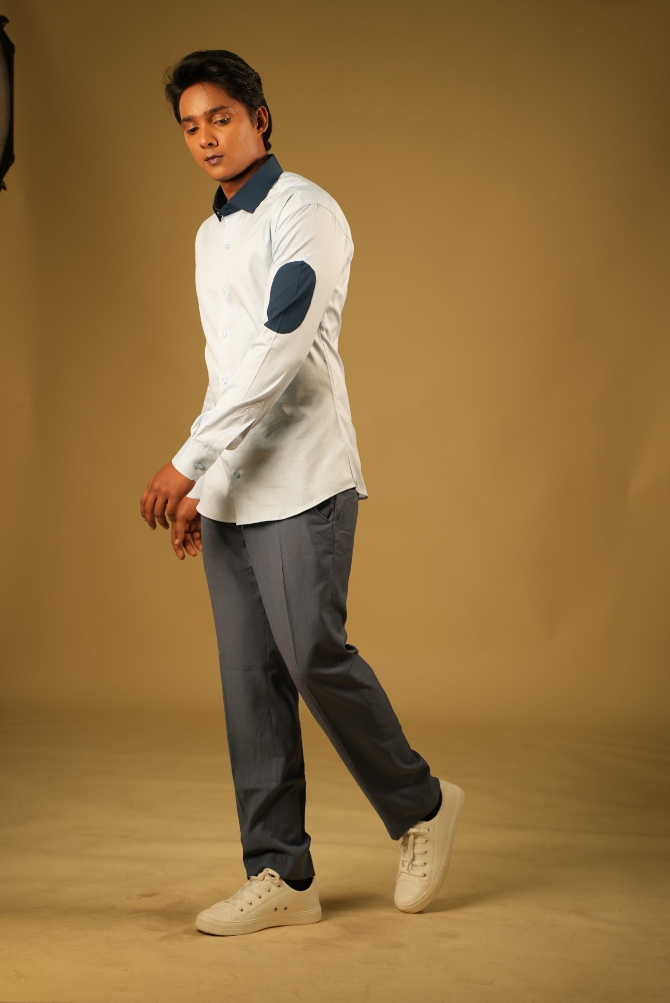 Men's Light Blue Color Dark Kola Shirt Full Sleeves Casual Shirt - Hilo Design