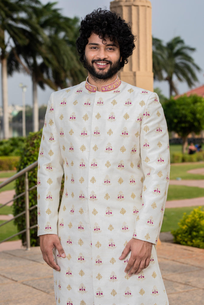 Men's Irenic White Sherwani Set