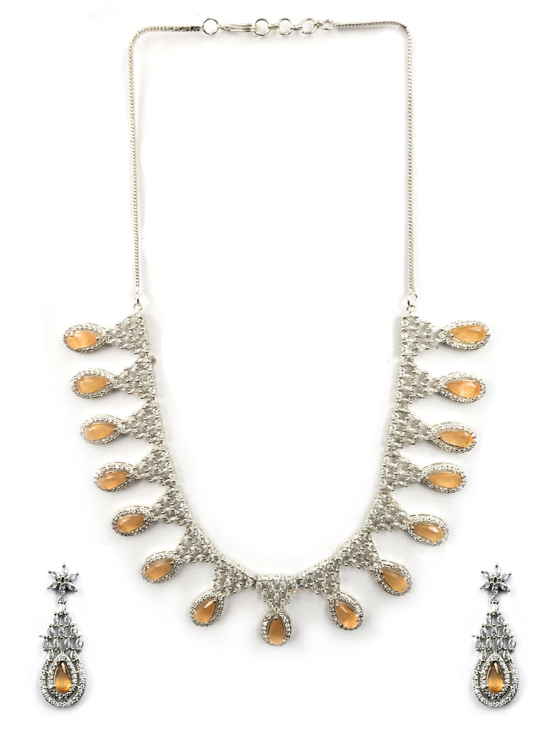 Women's Fashionable Cubic Zirconia Multi Tear Drop Necklace Set for Parties