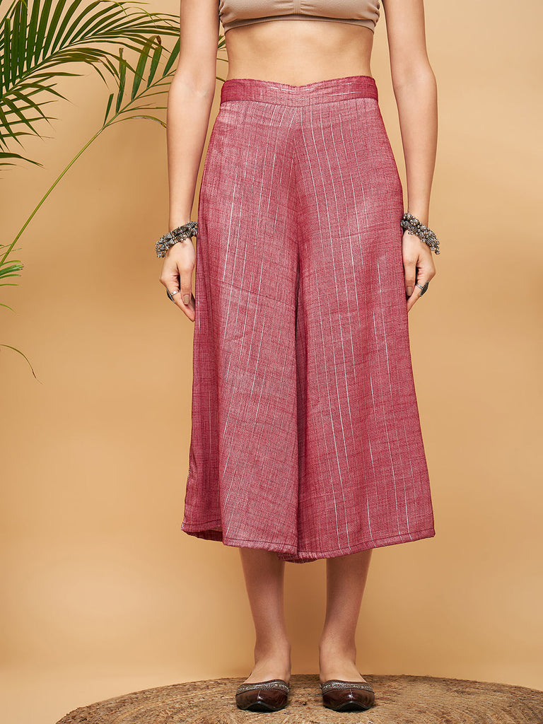 Women's Wine Lurex Short Pallazo Kurta Set