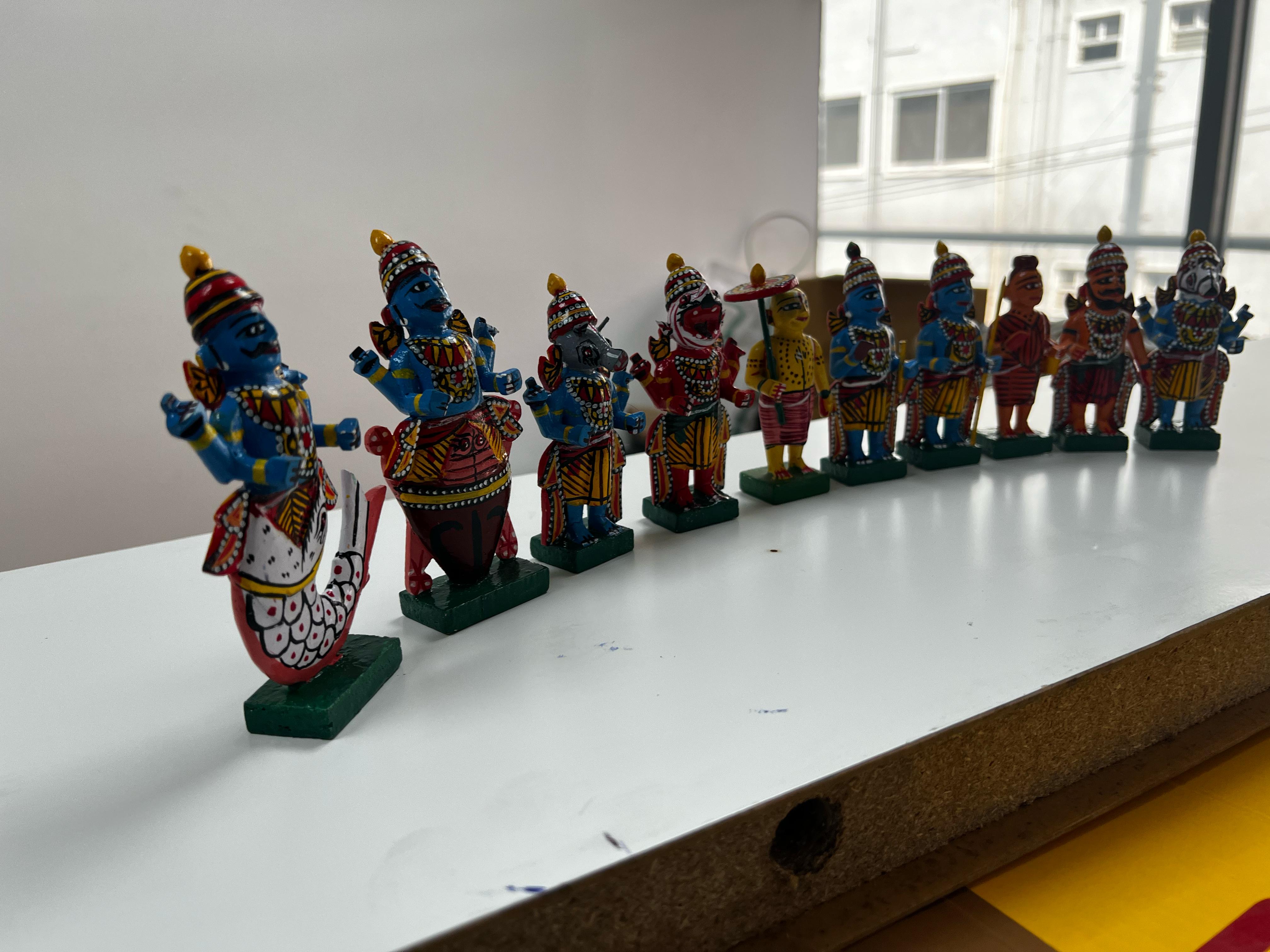 Dasavatharam Idols Kondapalli Toys Set Of 10 - Kondapalli Toys