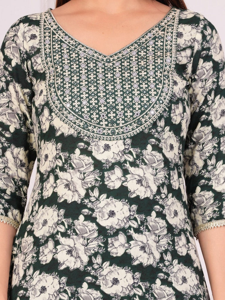 Women's Floral Printed Regular Straight Kurta & Palazzos With Dupatta