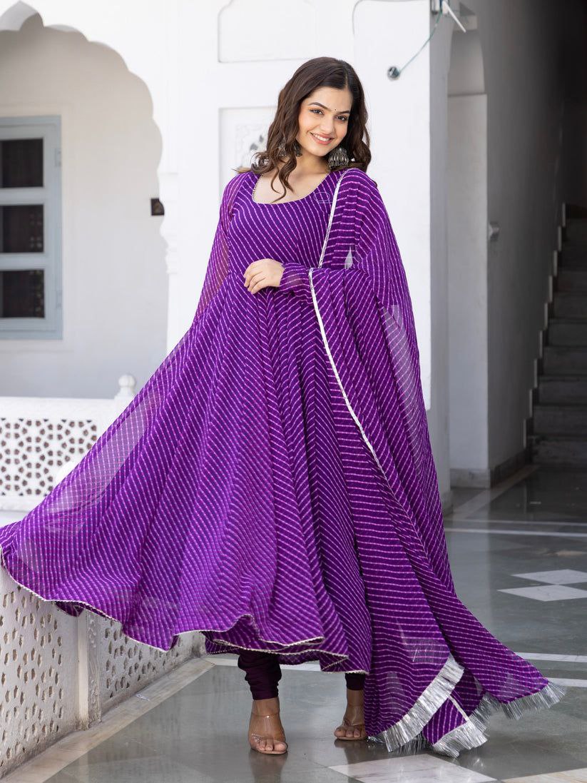 Women's Floral Printed Knee Length Elbow Length Sleeves Round Neck Kurti And Palazzo Set With Net Dupatta