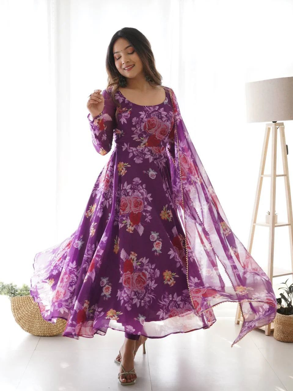 Women's Floral Printed Knee Length Elbow Length Sleeves Round Neck Ana Trendia Women's Floral Printed Knee Length Elbow Length Sleeves Round Neck Ana Trendia