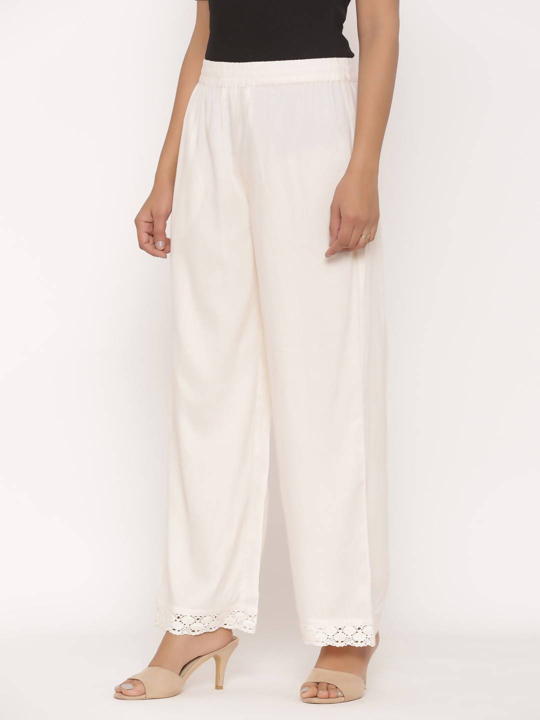 Women's Rayon Embellished Wide-Leg Palazzo