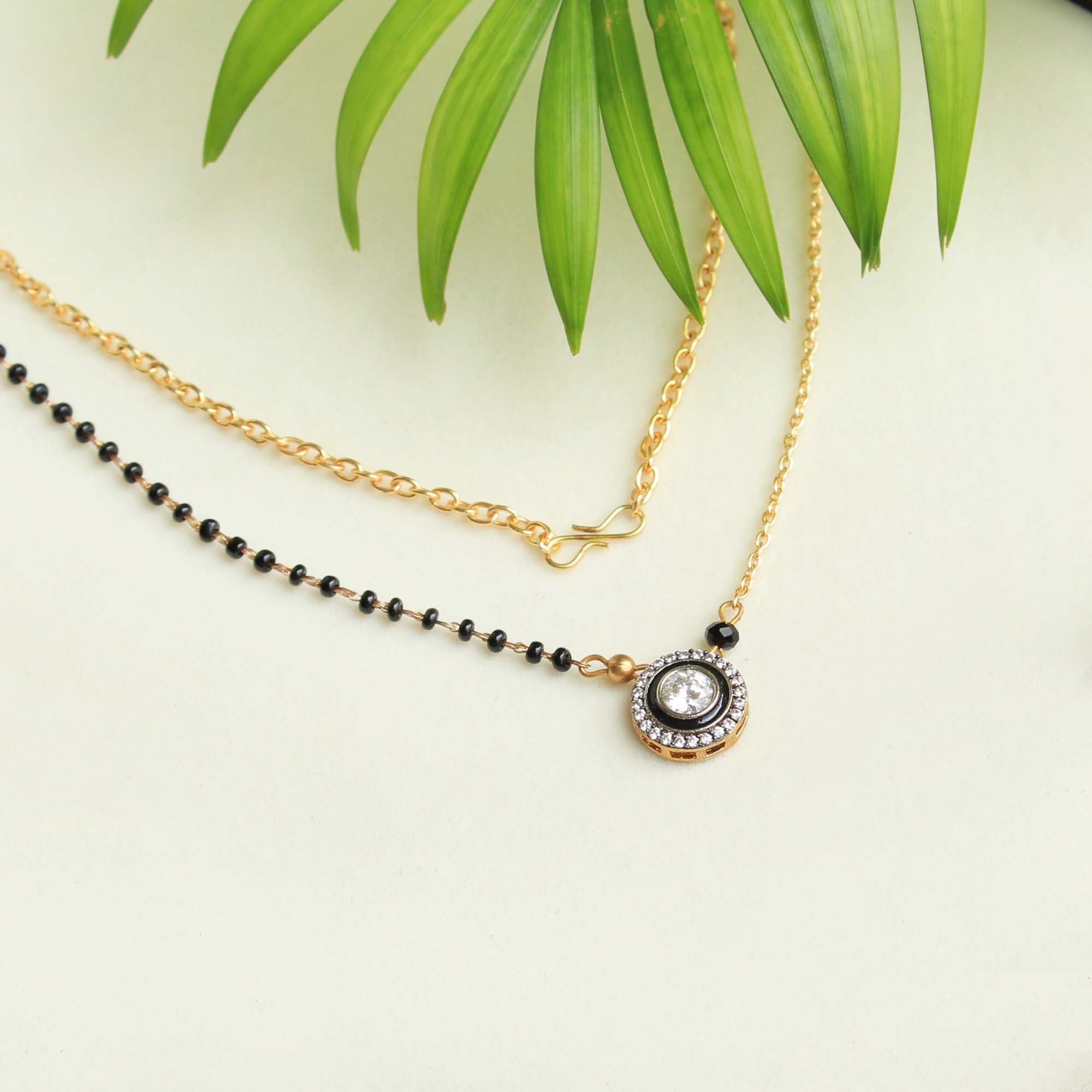 Women's Black and gold zircon mangalsutra