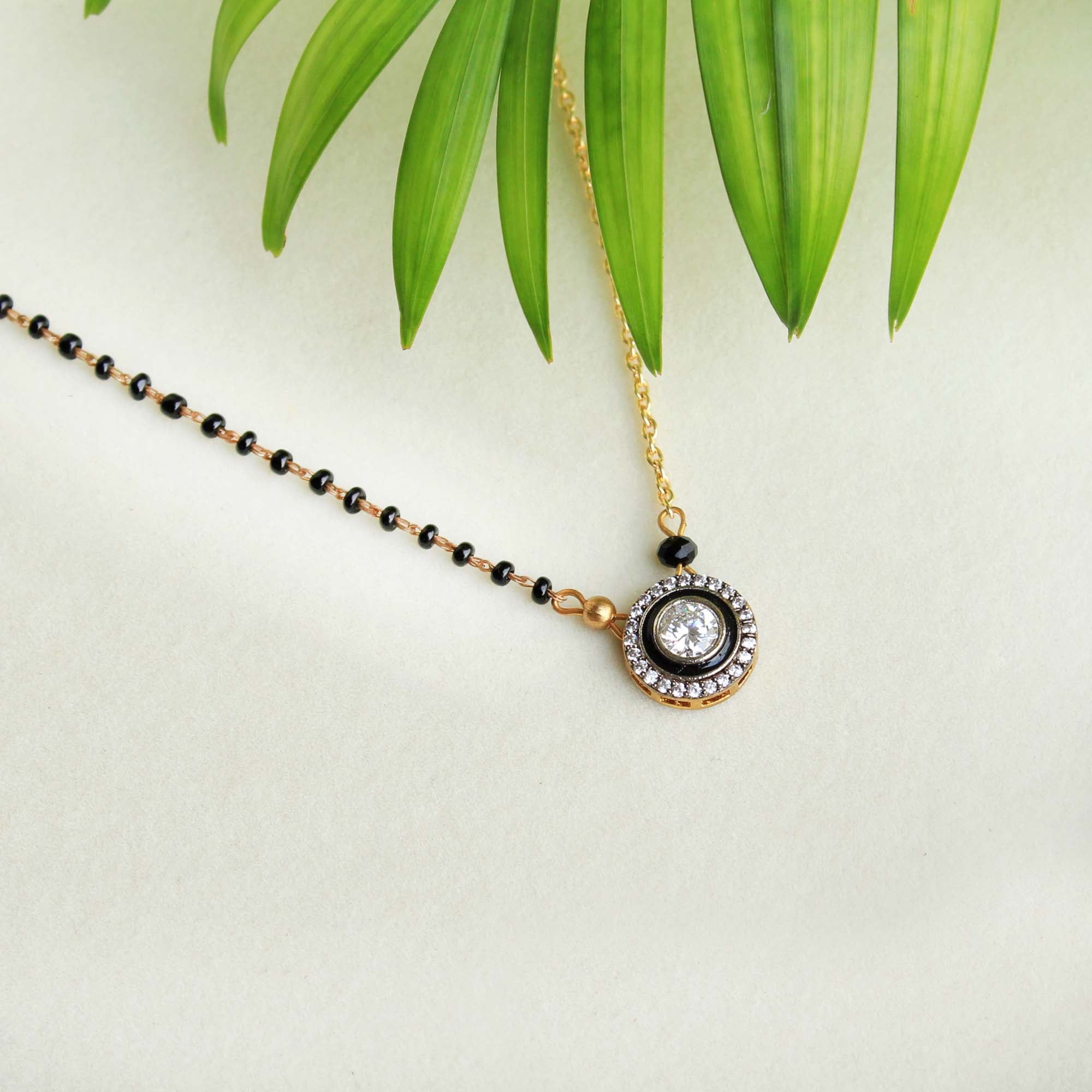 Women's Black and gold zircon mangalsutra