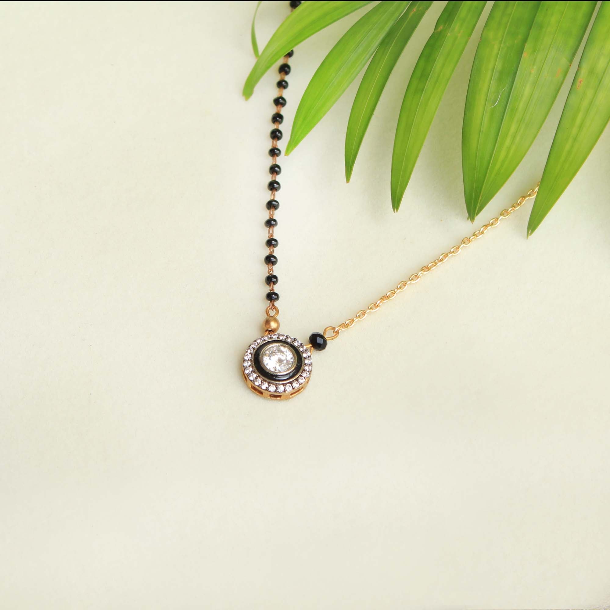 Women's Black and gold zircon mangalsutra