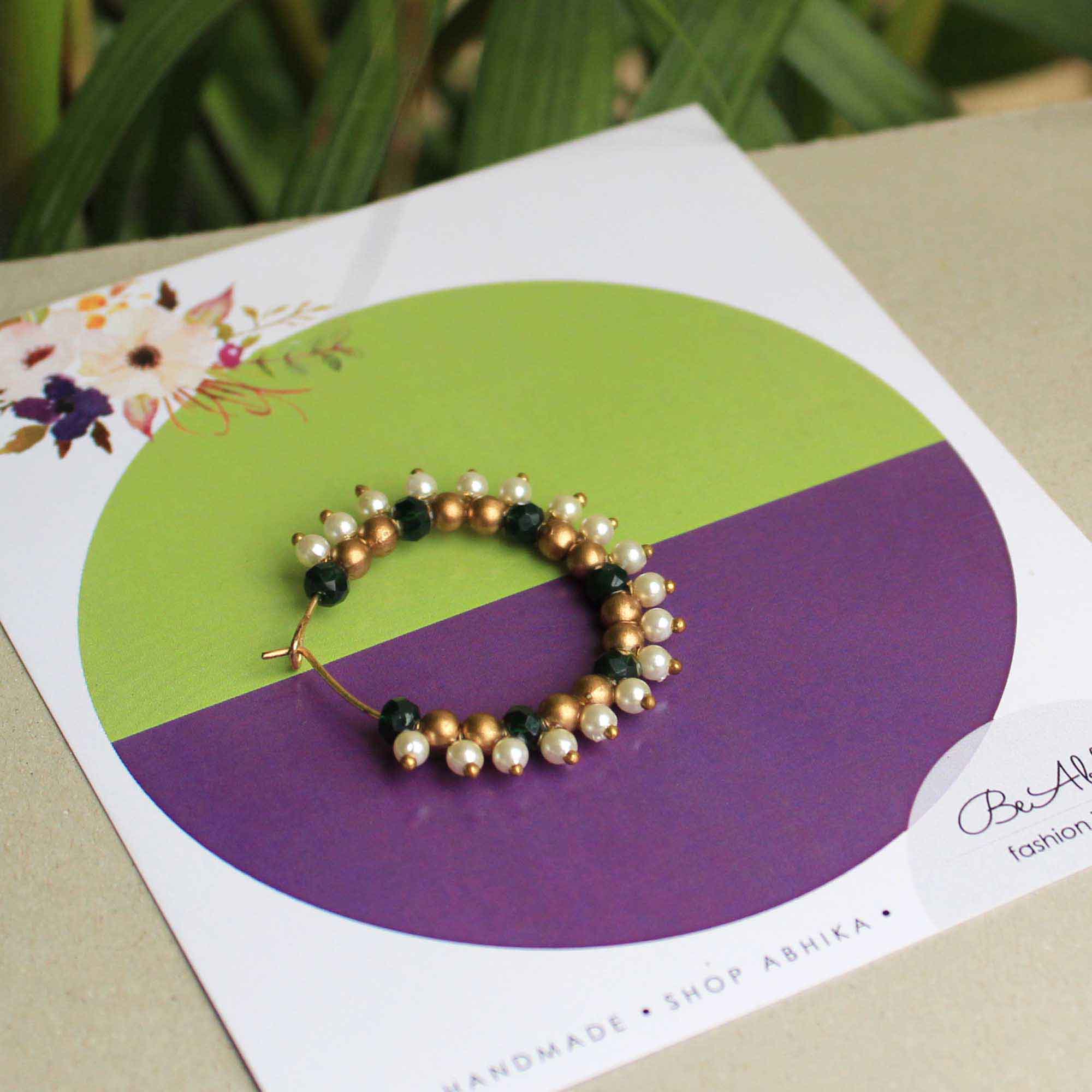 Gorgeous Green Pearl Nose Ring