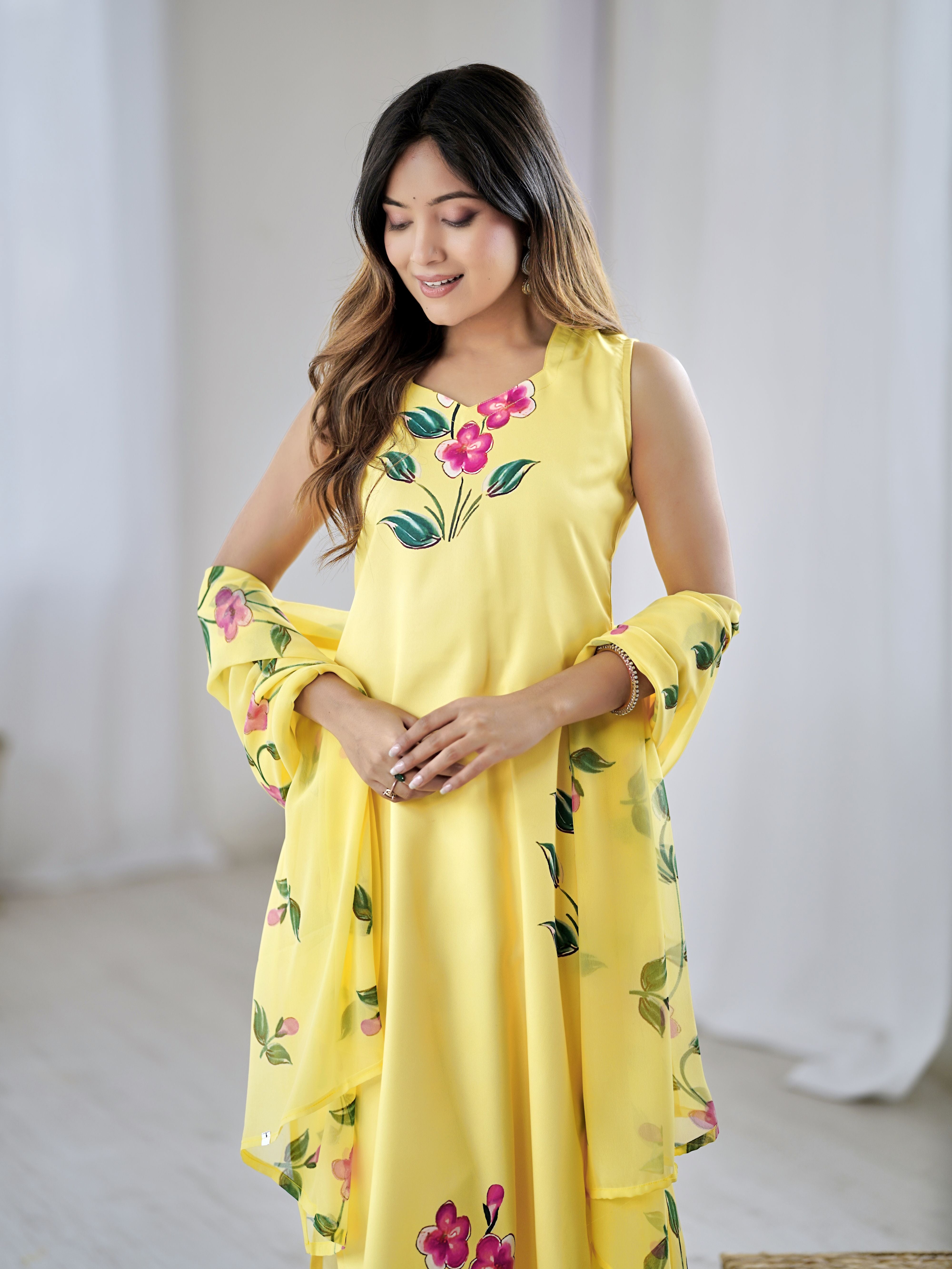 Women's Yellow Color Beautiful And Formal Wear Kurta Set For Trendy Girls Yellow / M | Trendia Global Women's Yellow Color Beautiful And Formal Wear Kurta Set For Trendy Girls Yellow / M | Trendia Global