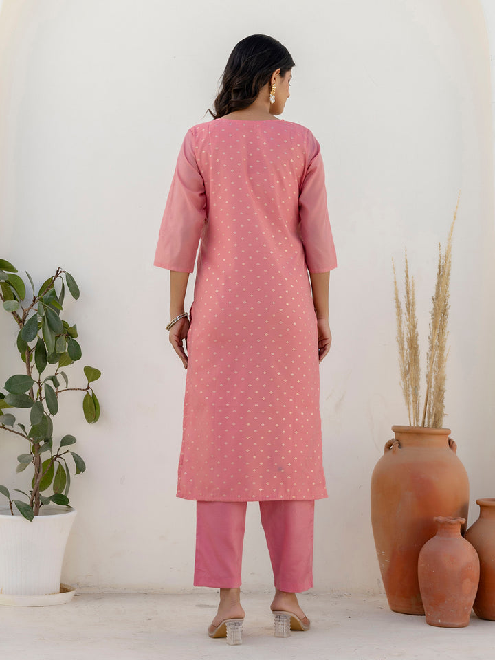 Women's Pink Chanderi Silk Beautiful Festive Wear Readymade Kurta Set