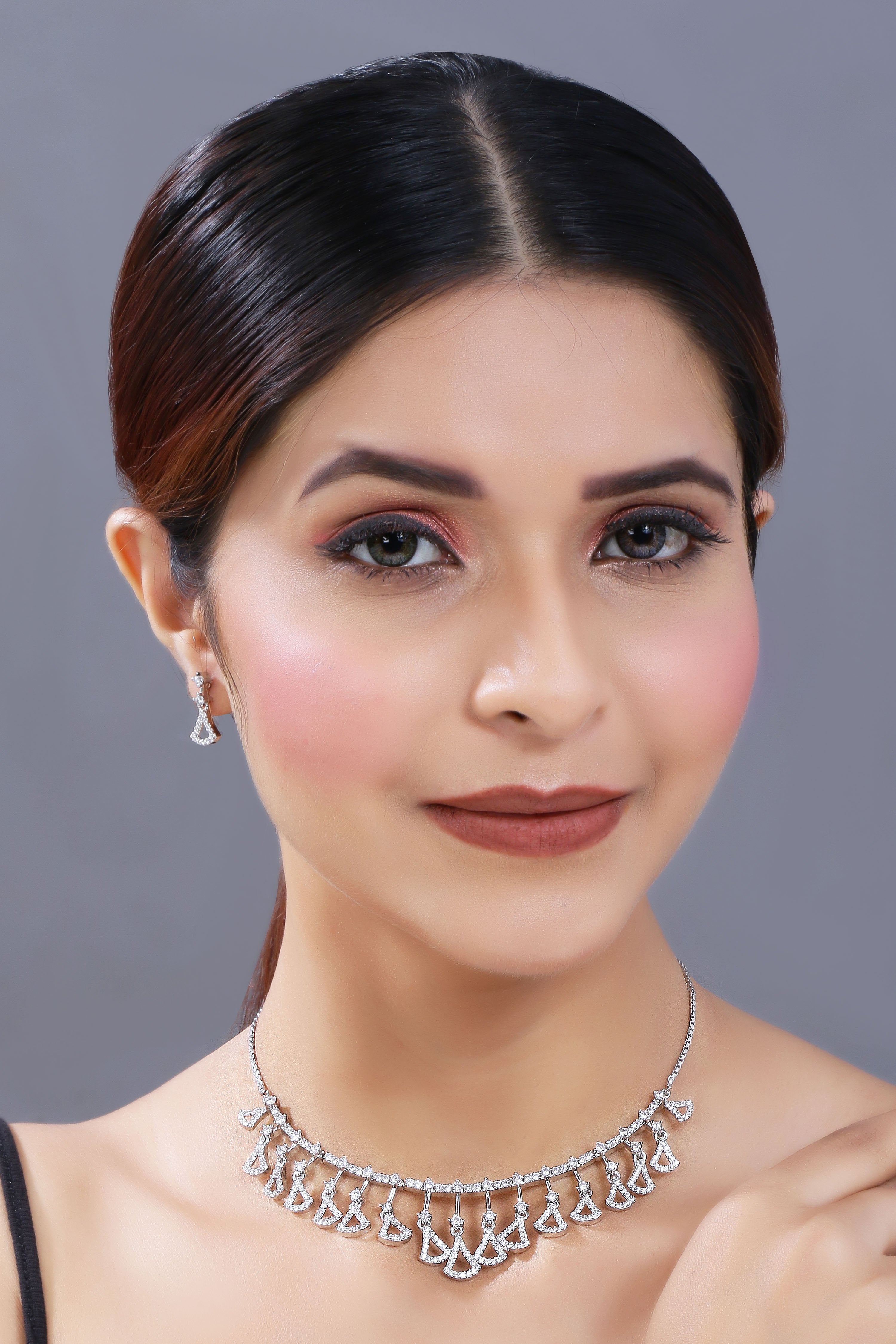 Women's Rhodium Plated Jewellery Set