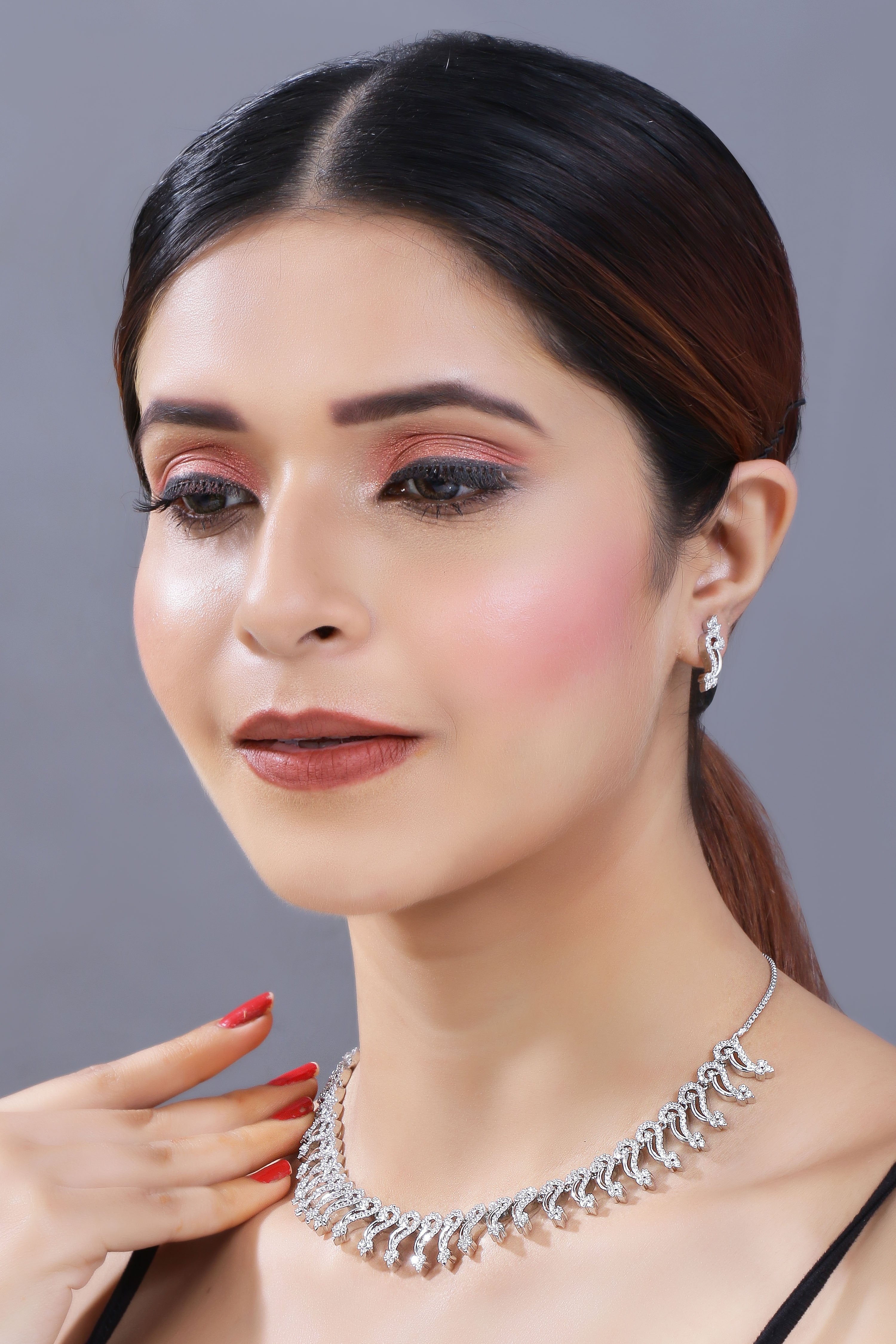 Women's Rhodium Plated Jewellery Set
