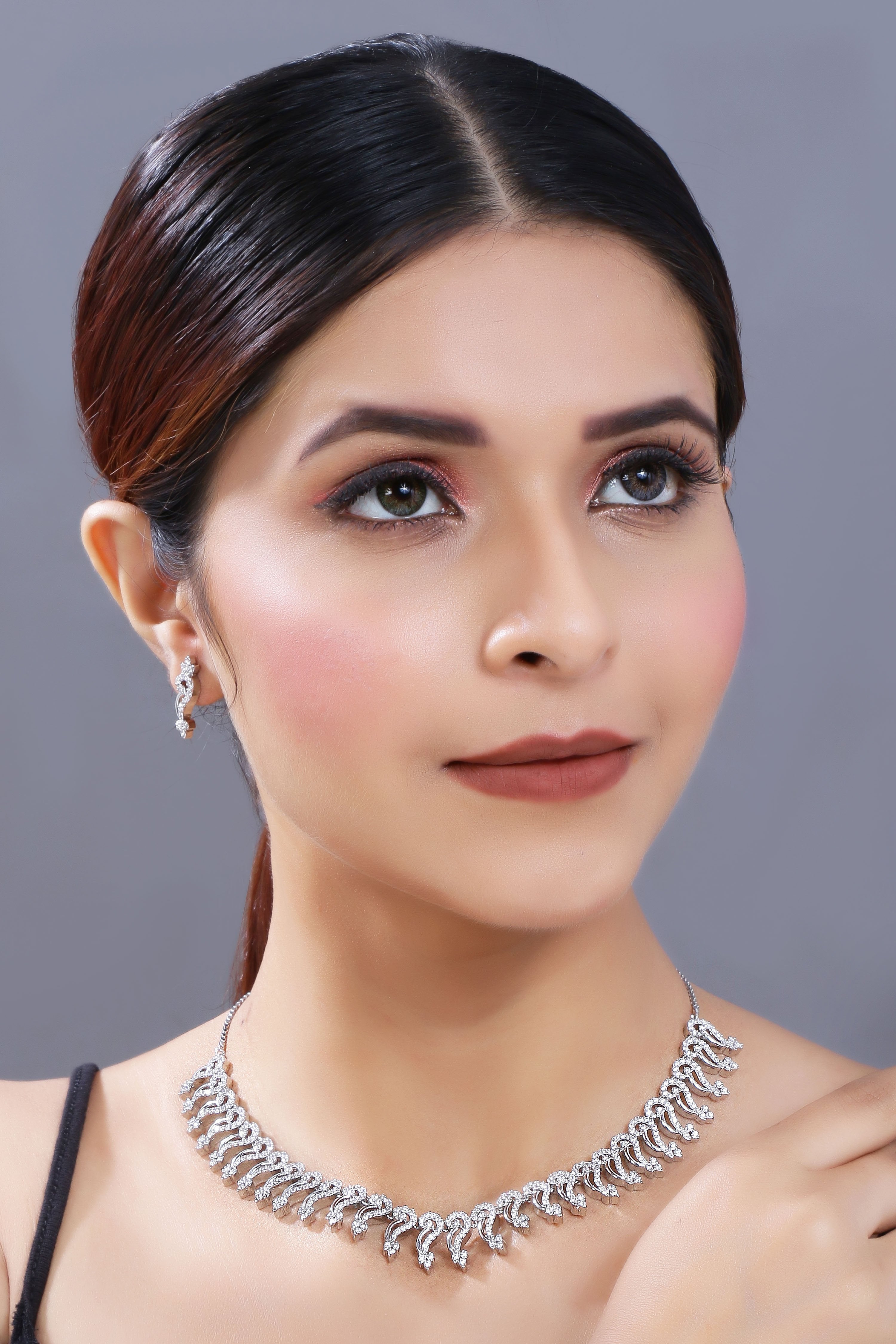 Women's Rhodium Plated Jewellery Set