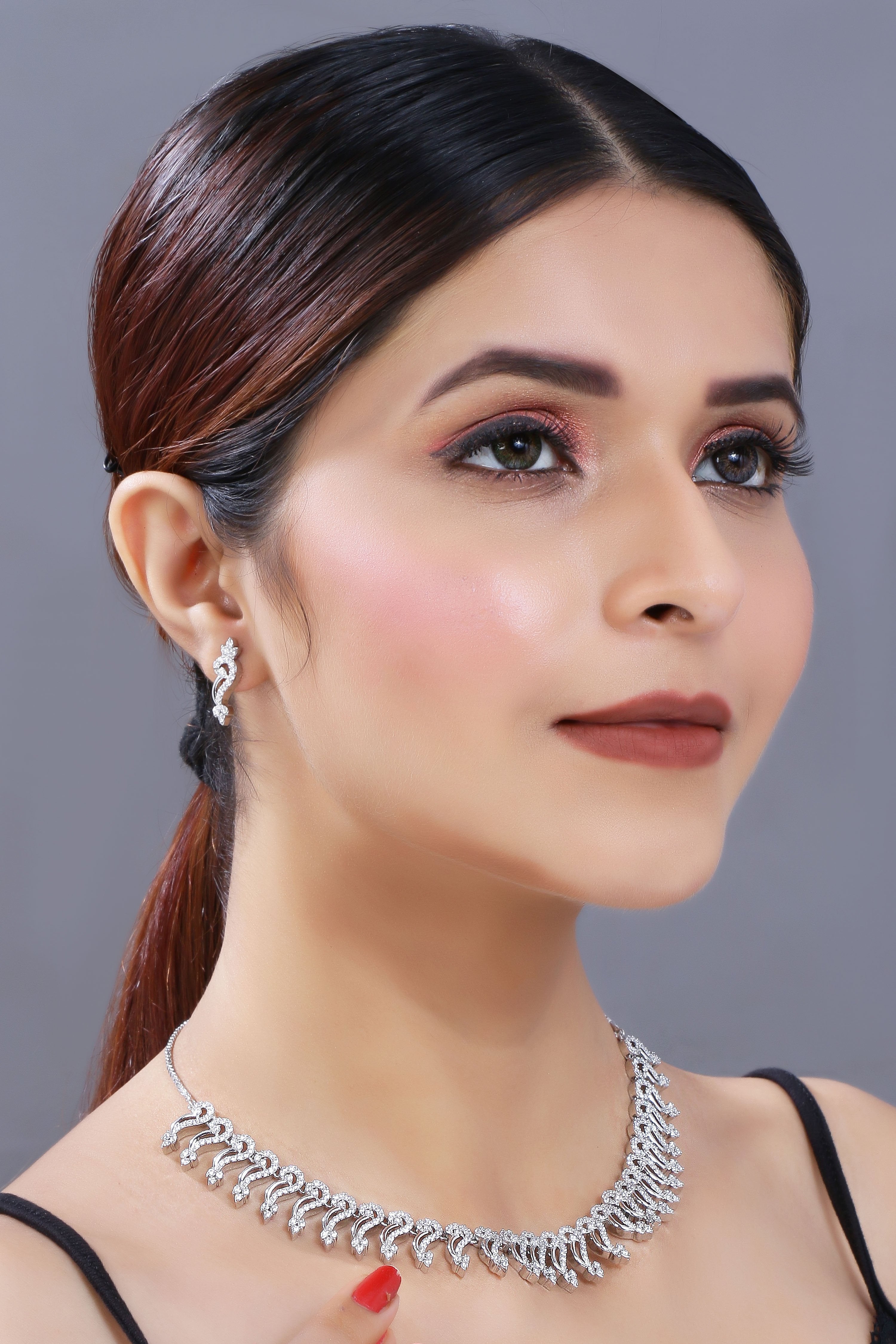 Women's Rhodium Plated Jewellery Set