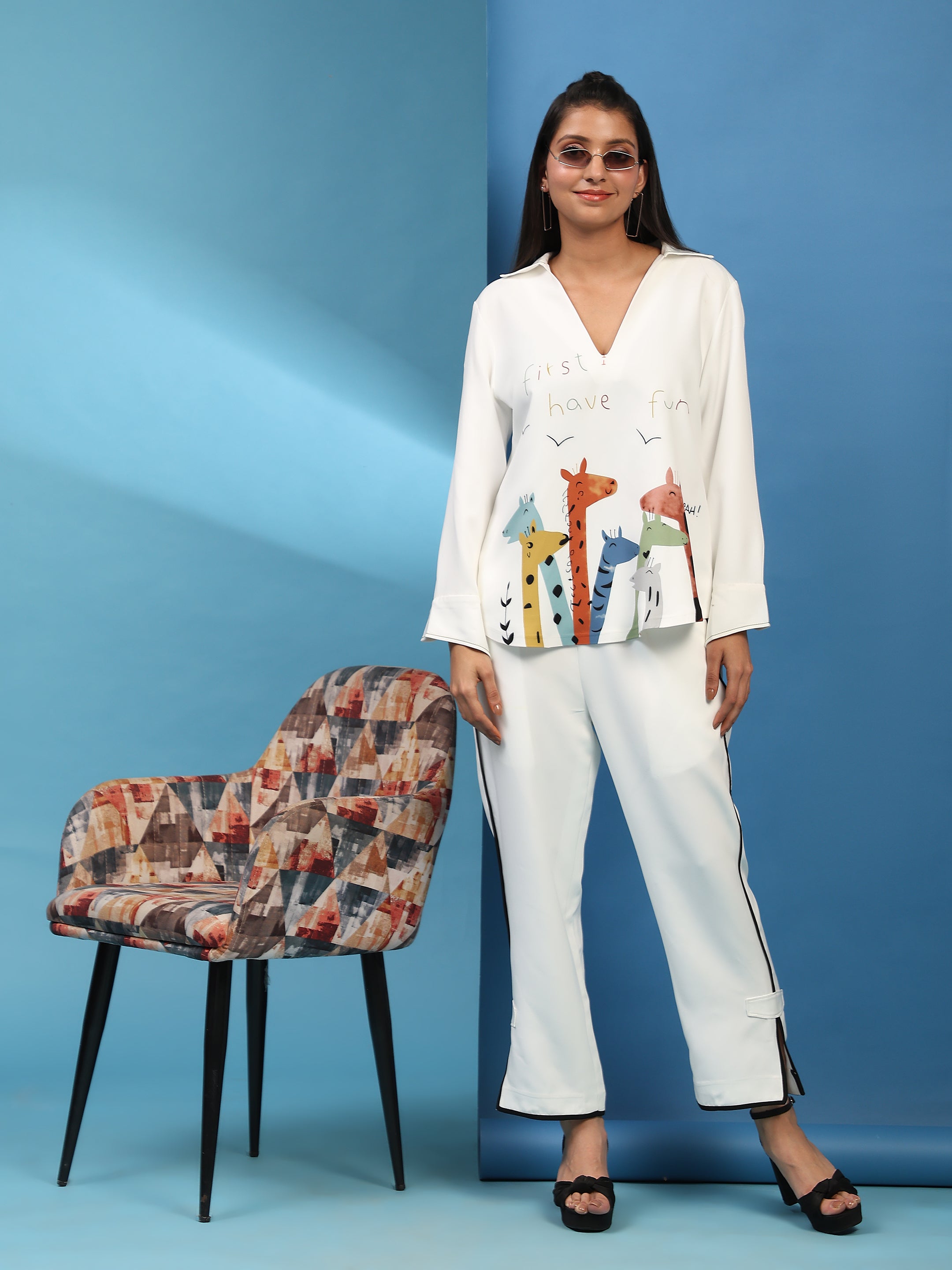 Women's Indowestern Ensemble In Off-White Butter Crepe Fabric Fusion Of Traditional And Contemporary Design Elements - Phenav