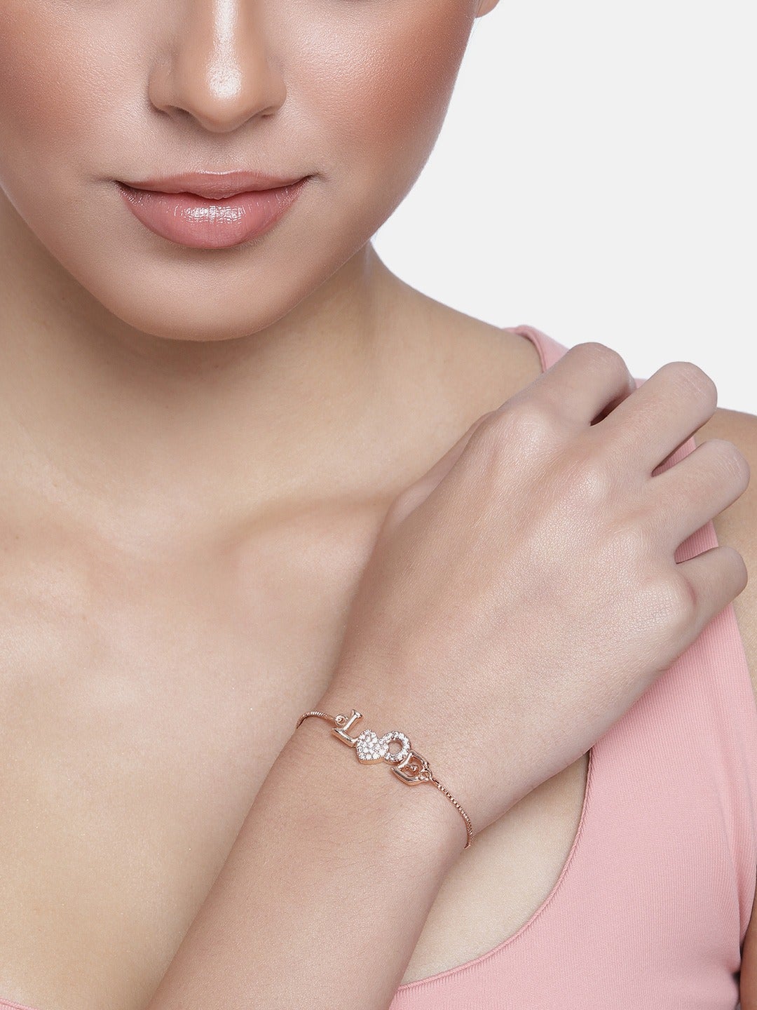 Women's Cubic Zirconia Adjustable Bracelet Jewellery with Pull-Chain for Women