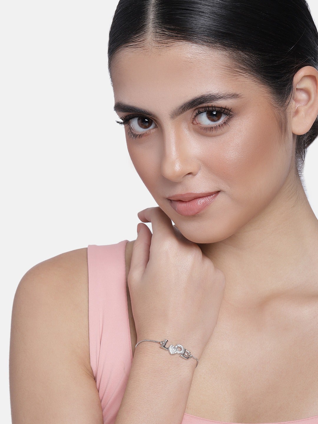 Women's Cubic Zirconia Adjustable Bracelet Jewellery with Pull-Chain for Women